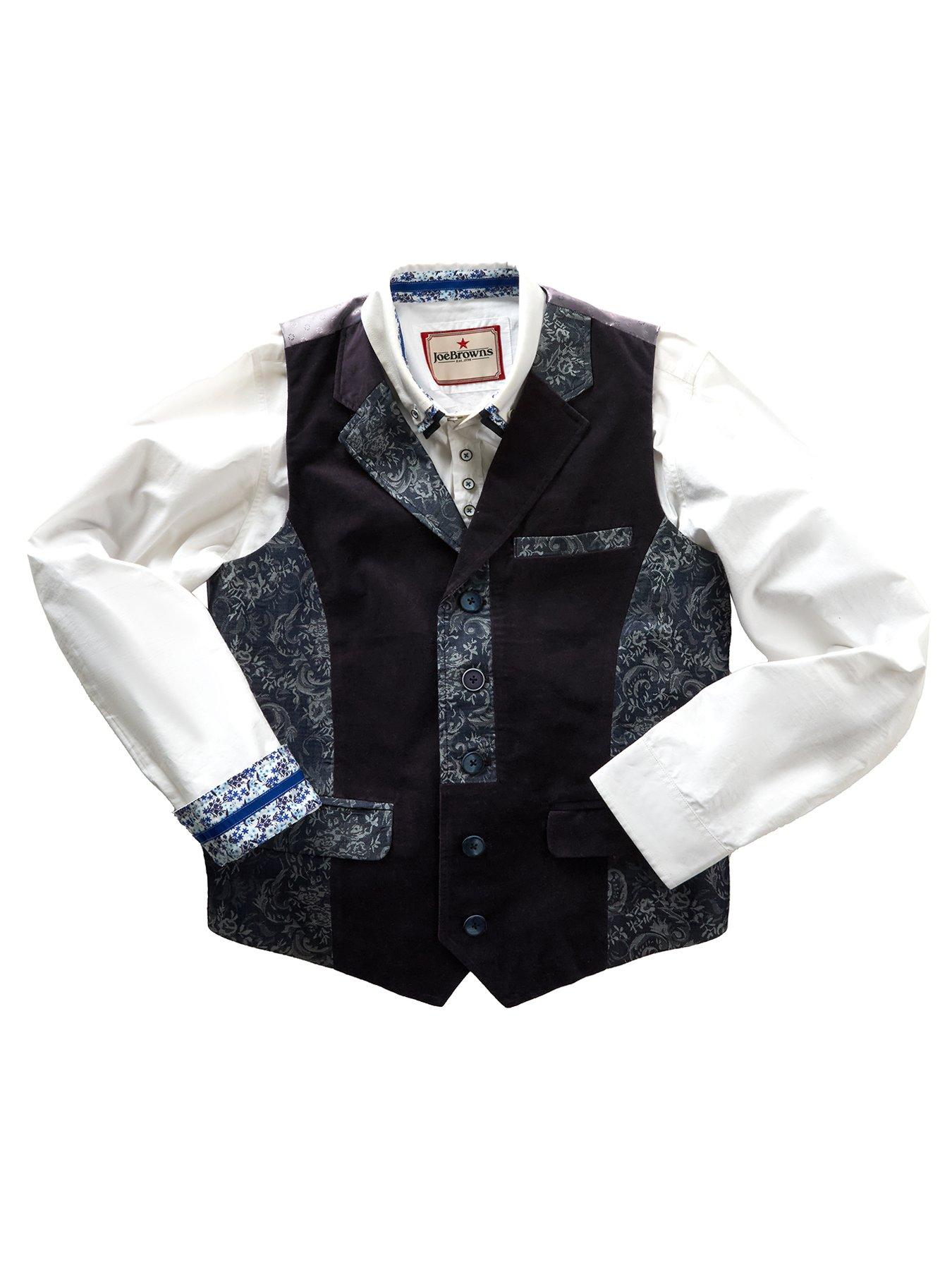 Joe Browns Gilet Blazer Uomo In Corda Blu Navy: Eleganza Informale Con Tasche E Fodera A Righe. Perfetto Per Distinguerti.