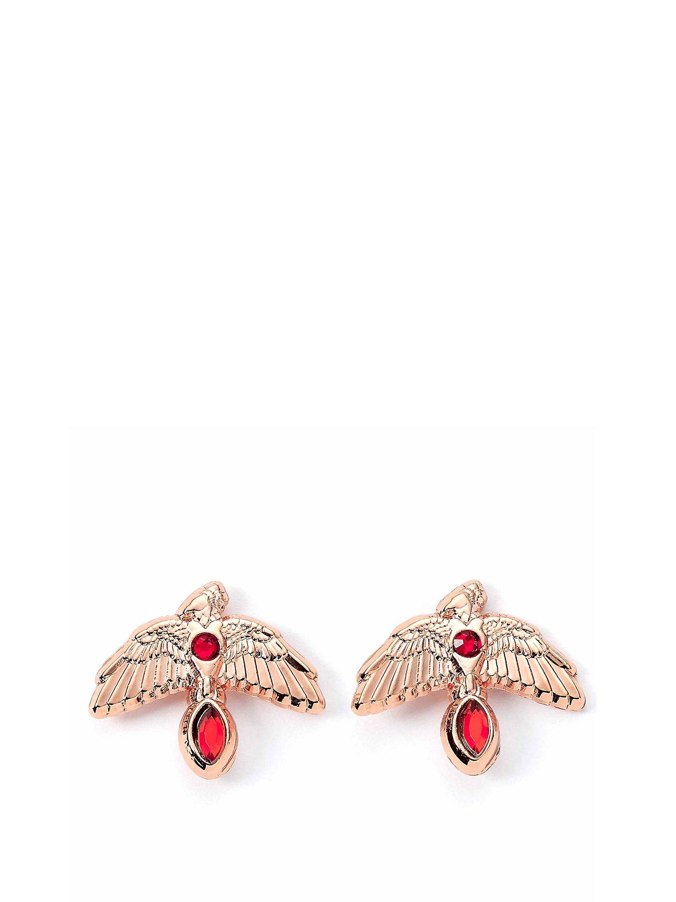 Product photograph of Harry Potter Fawkes Rose Gold Tone Stud Earrings from very.co.uk