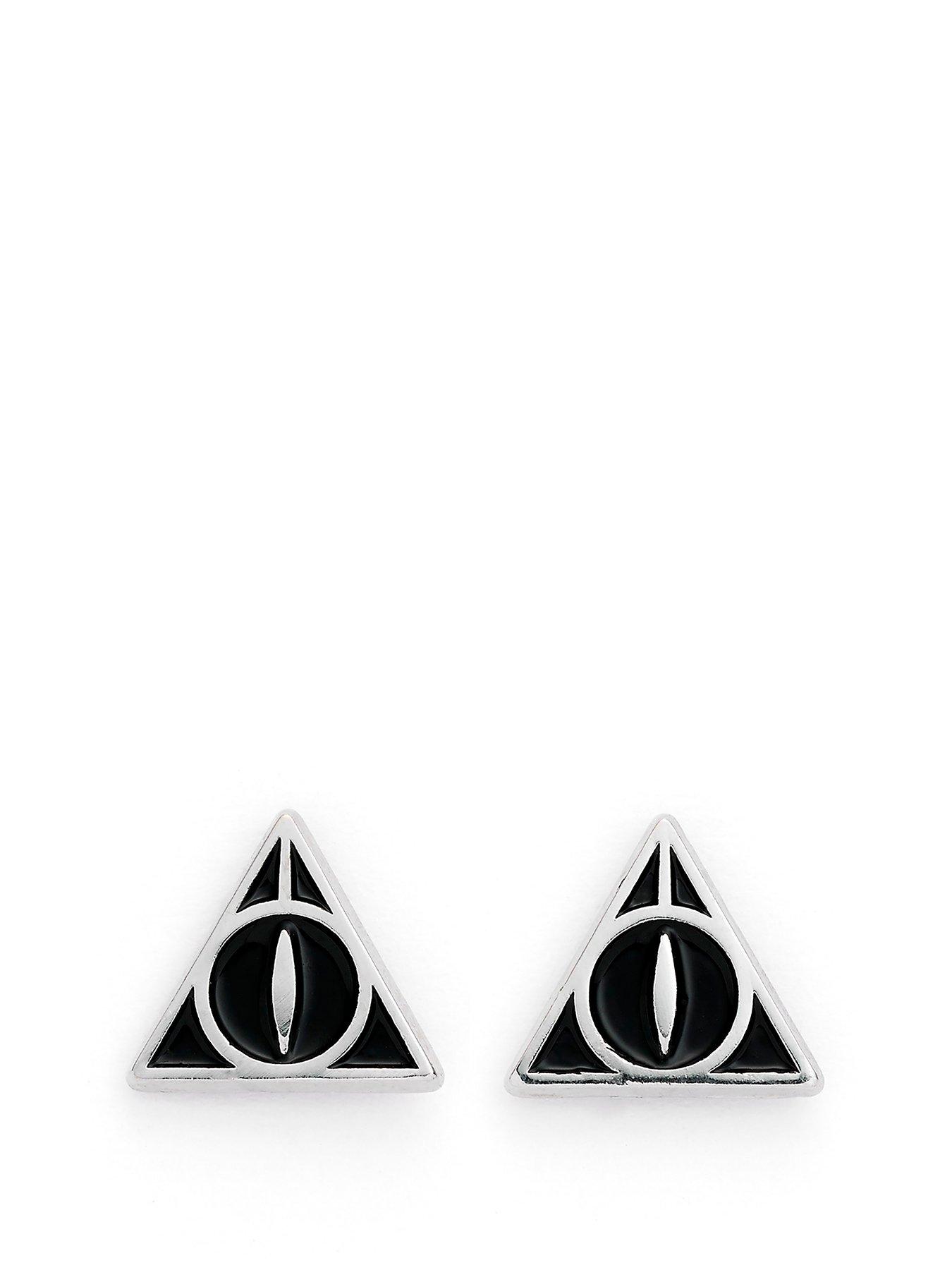 Product photograph of Harry Potter Deathly Hallows Black Stud Earrings from very.co.uk