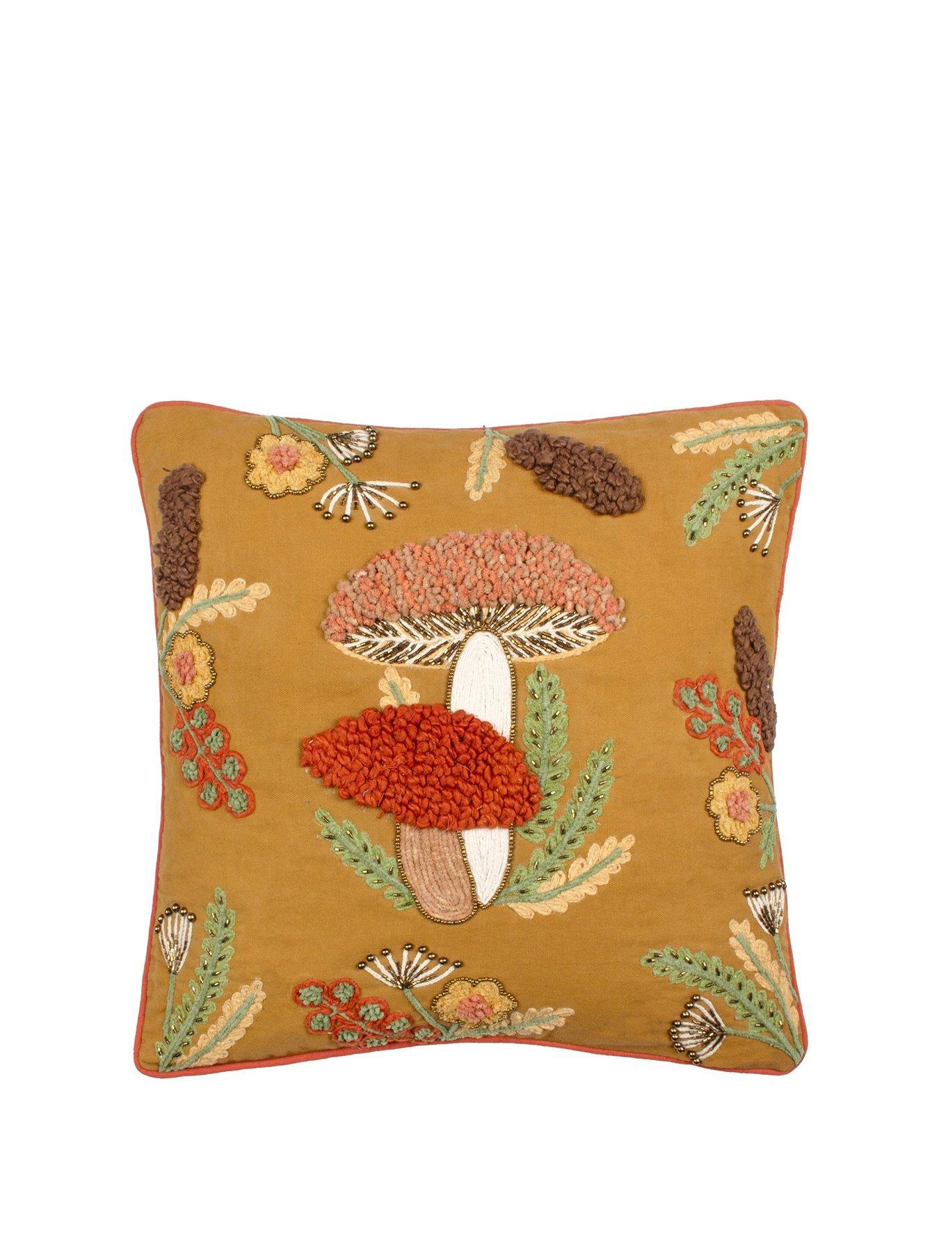 Product photograph of Wylder Mushroom Dell 45x45cm Cushion- Autumn Gold from very.co.uk