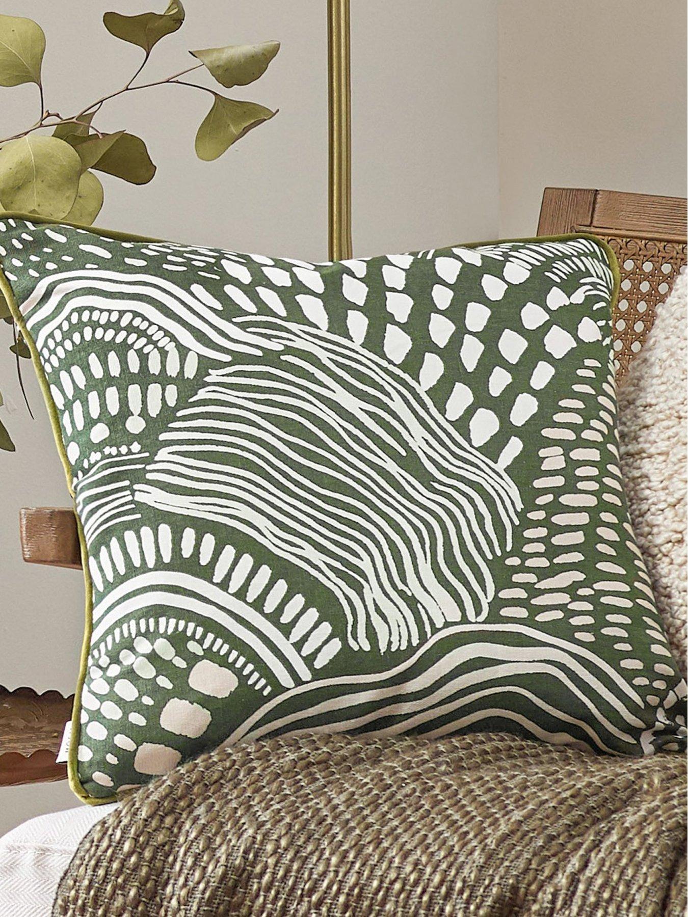 Product photograph of Hoem Nola Cushion In Olive from very.co.uk