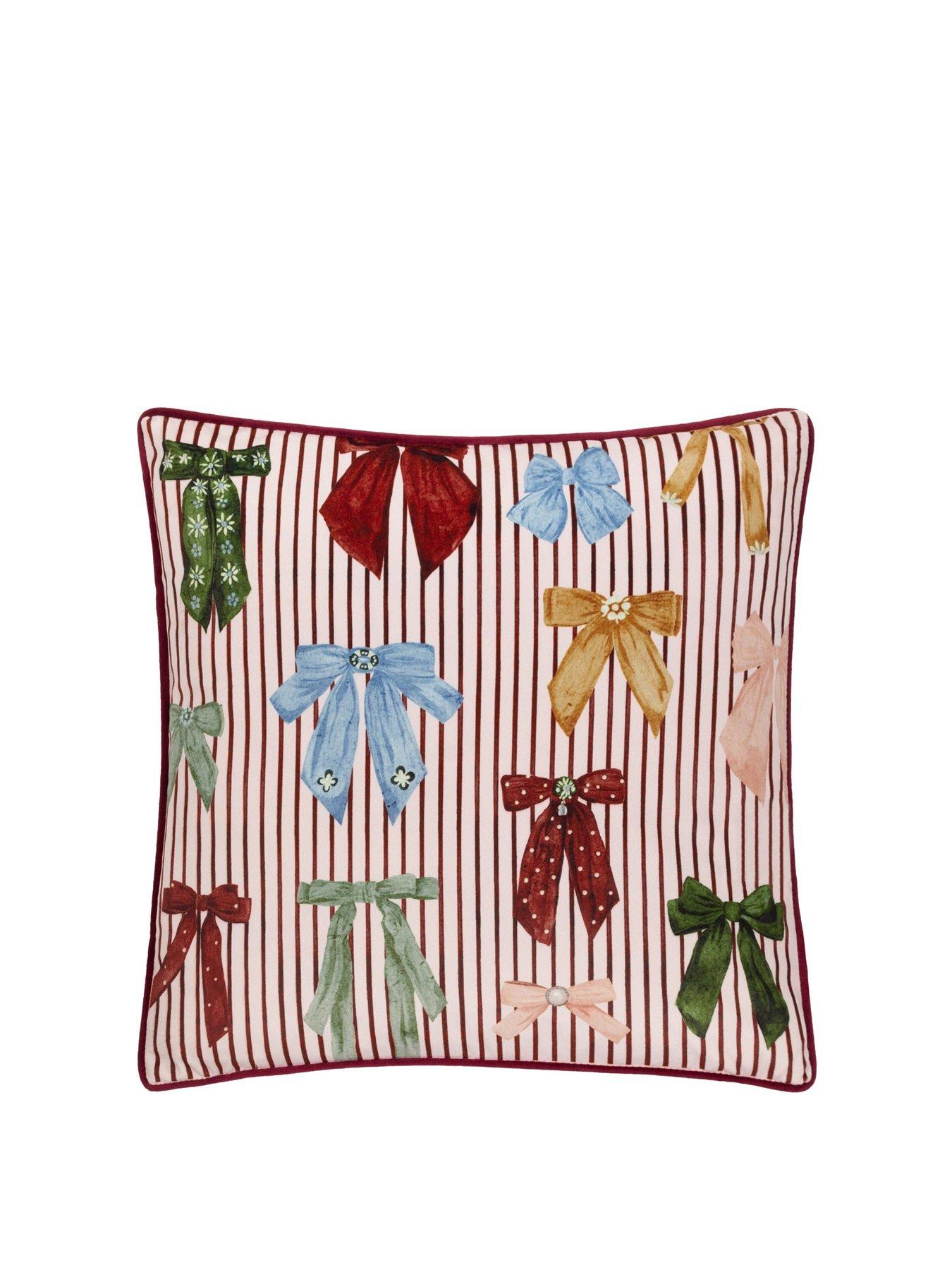 Product photograph of Furn Noortje Bows Cushion - Silk Pink from very.co.uk