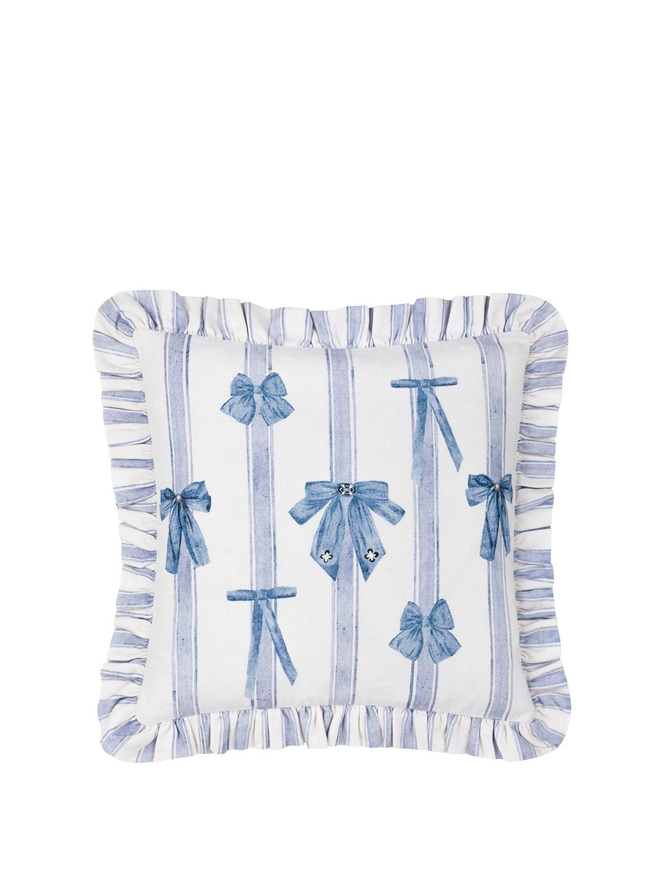 Product photograph of Furn Noortje Ruffle Bow Cushion from very.co.uk