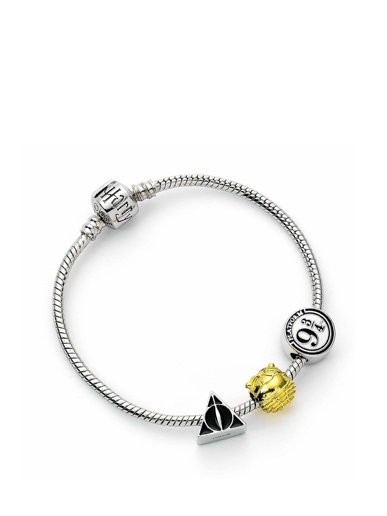 Product photograph of Harry Potter Silver Colour Bracelet With Three Bead Charms Silver from very.co.uk