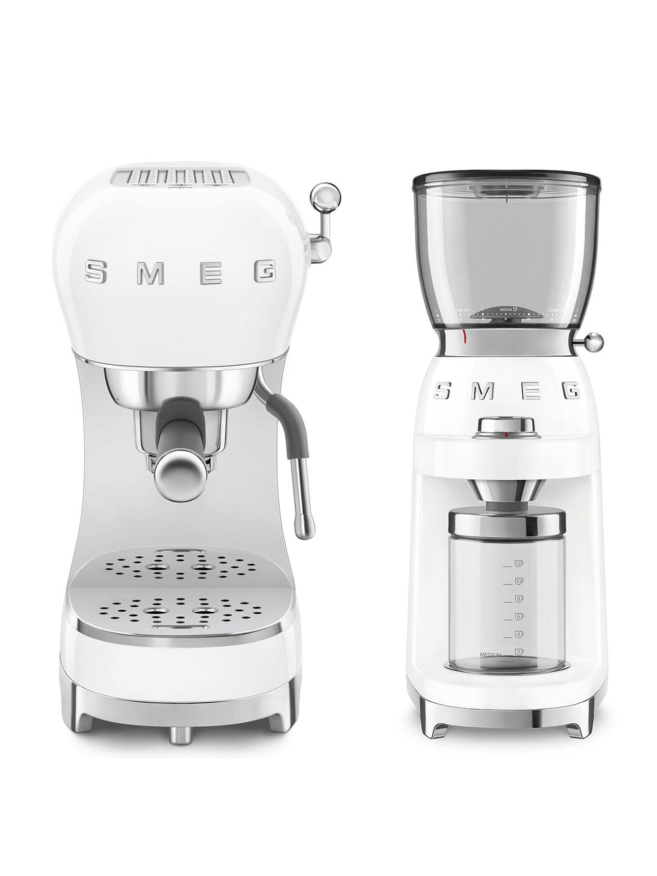 Image of Smeg Espresso Coffee Machine EFC02WHUK  &  Electric Coffee Grinder - White