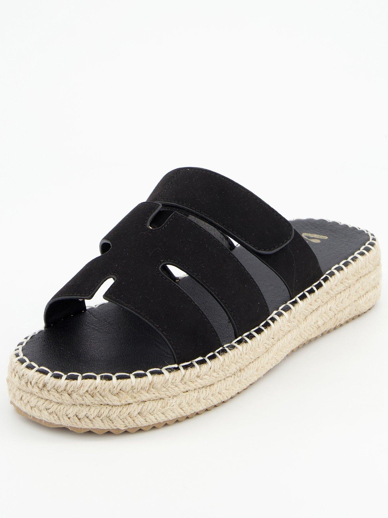 undefined Extra Wide Fit Flat Espadrille Sandal - Black