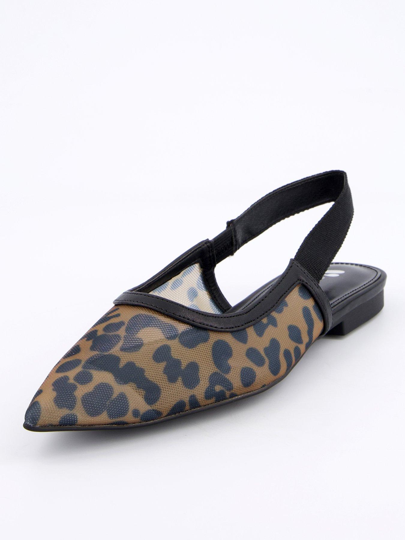 V by Very Leopard Pointed Ballerina - Black