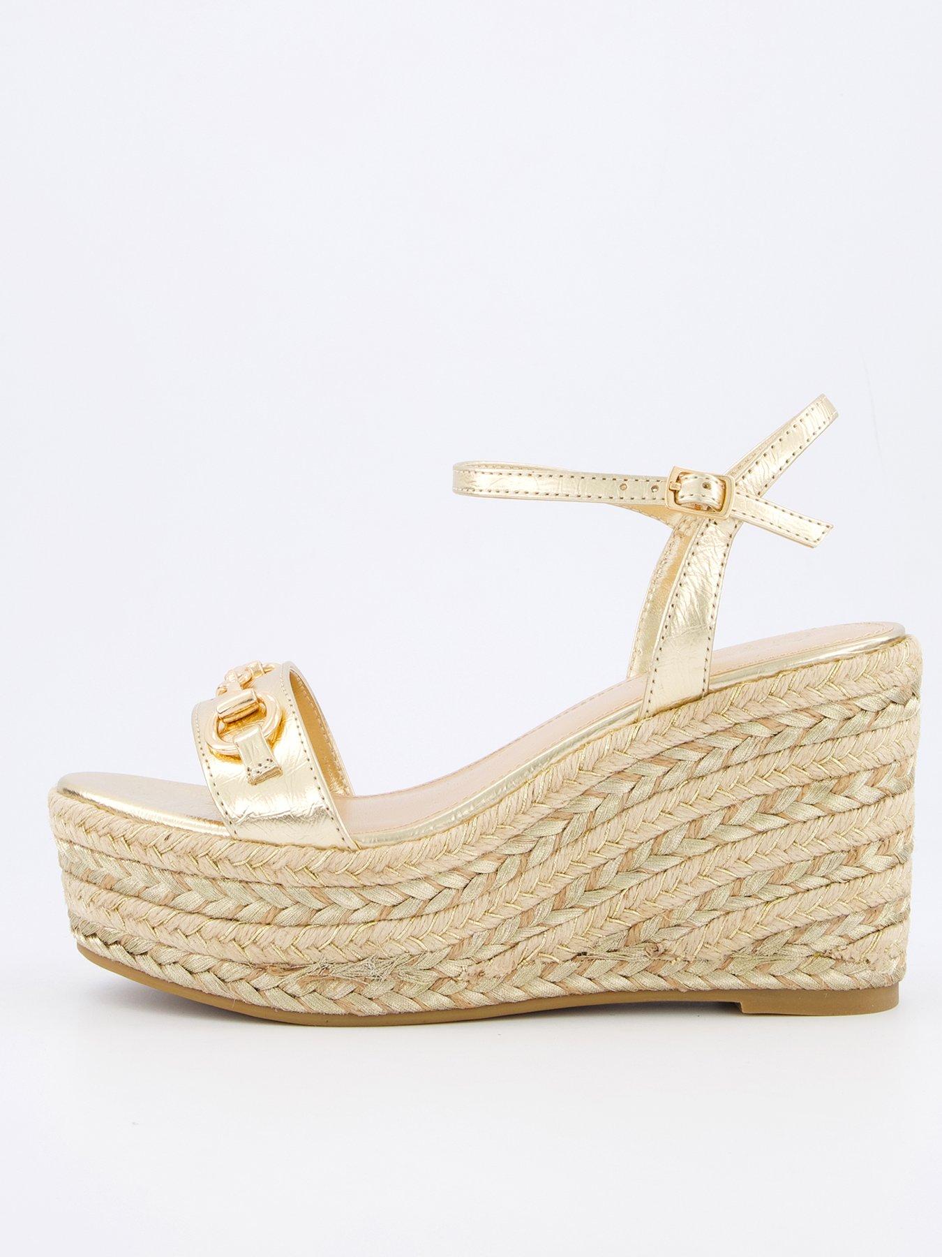 undefined Wide Fit Dressy Wedges - Gold