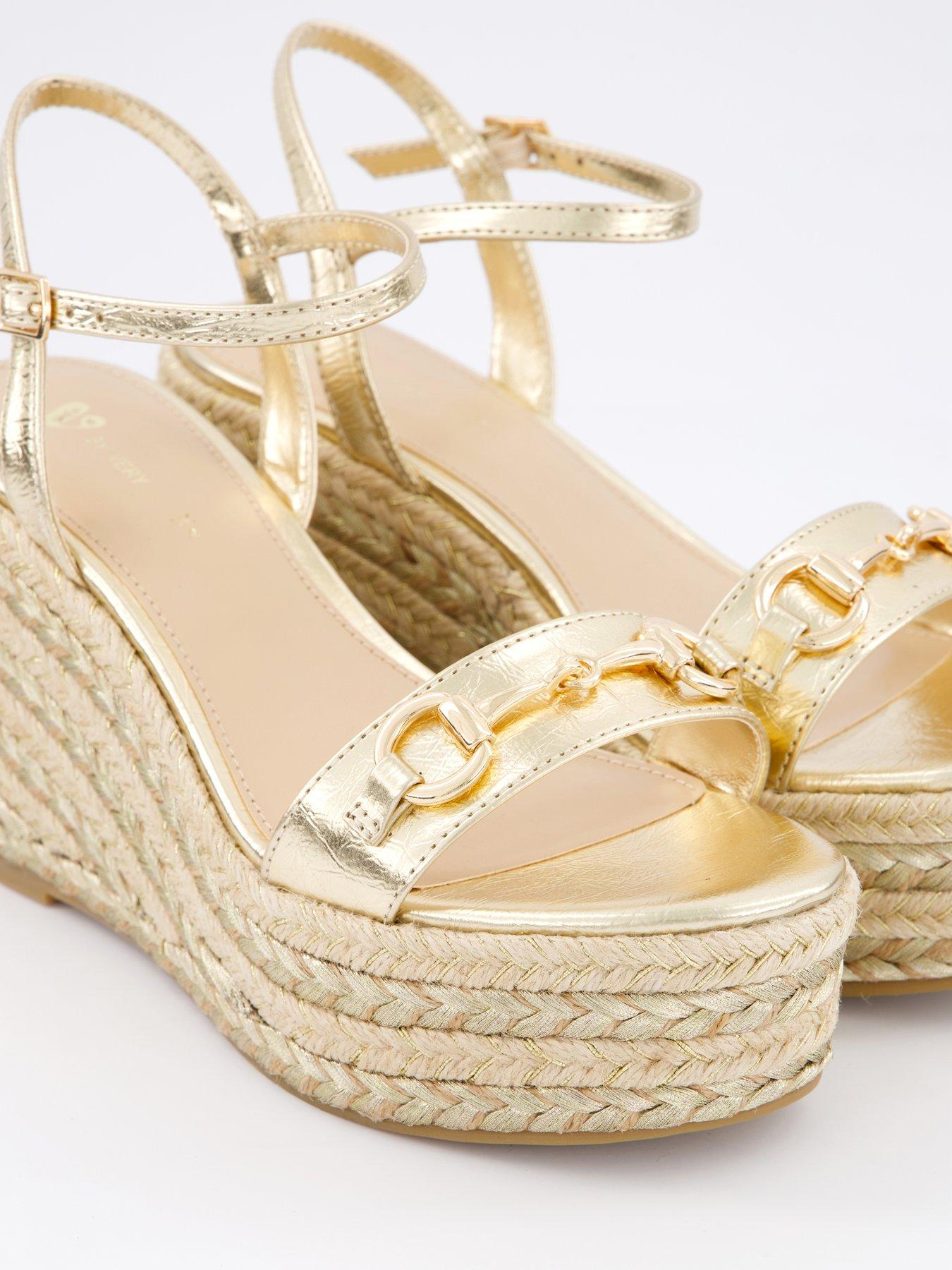 V by Very Wide Fit Dressy Wedges Gold Very