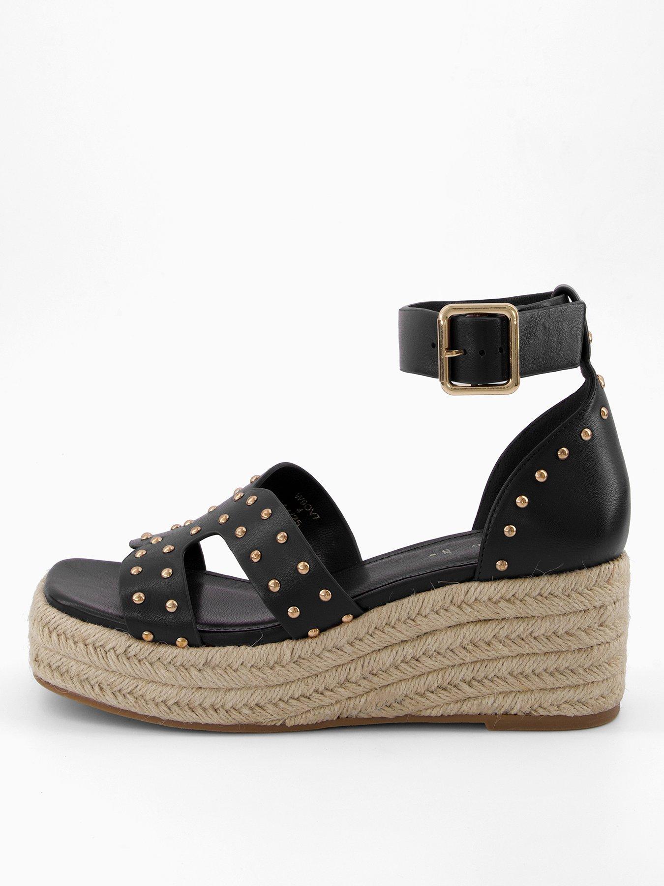 Image 2 of 5 of V by Very Wide Fit Mid Height Wedge - Black