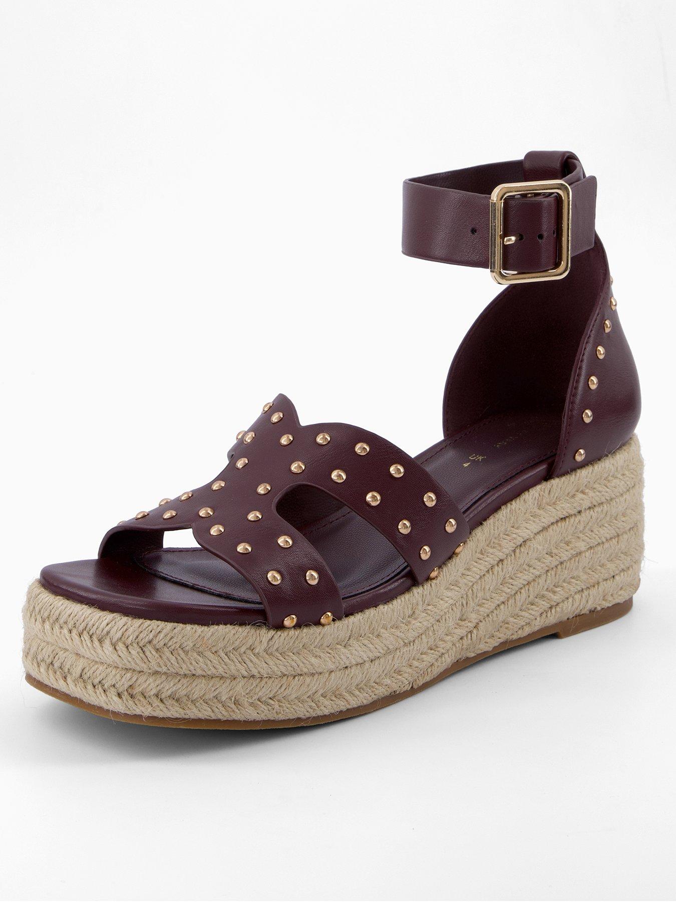 undefined Wide Fit Mid Height Wedge - Dark Burgundy