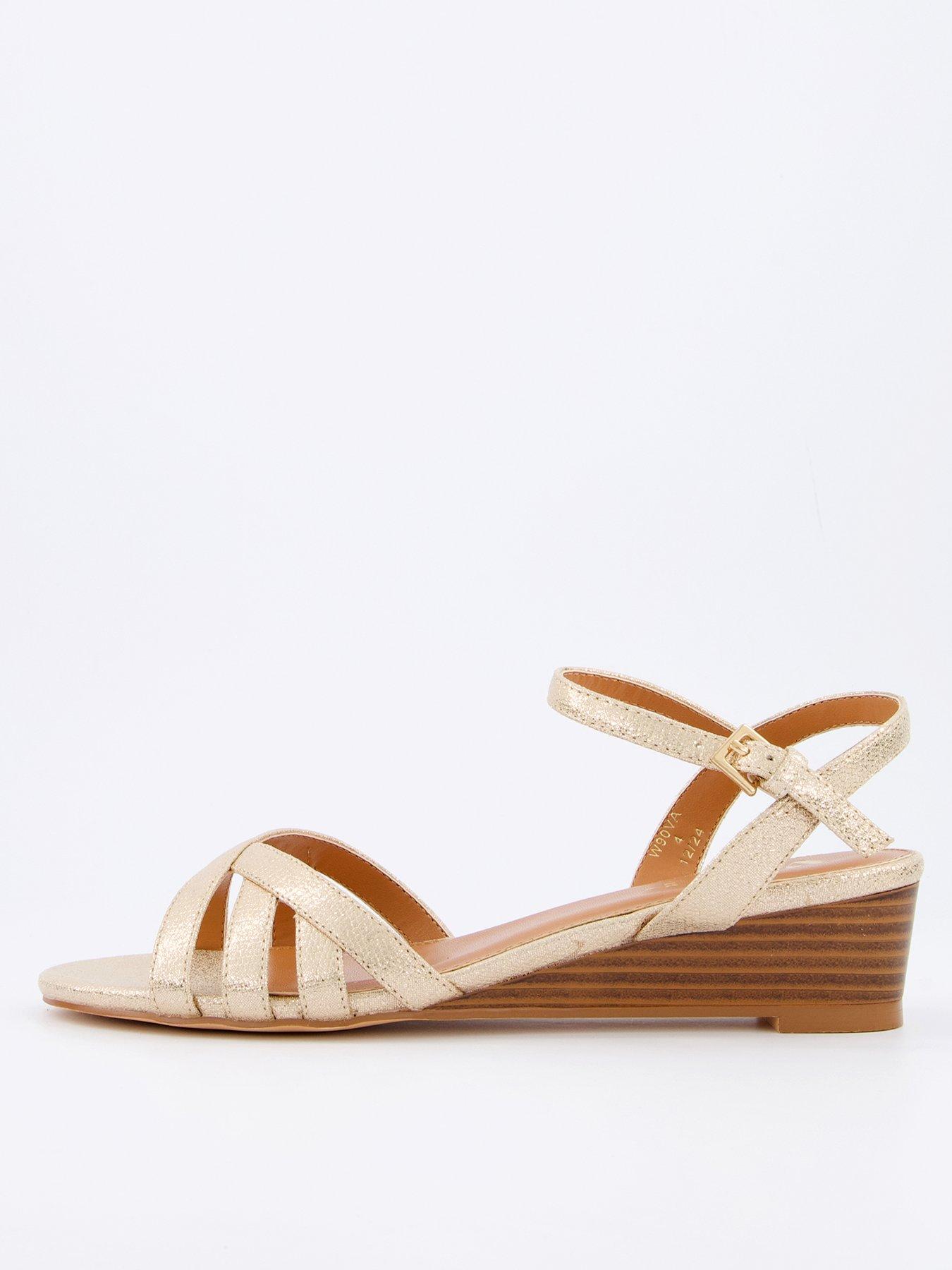 undefined Strappy Slither Wedge Sandals - Gold