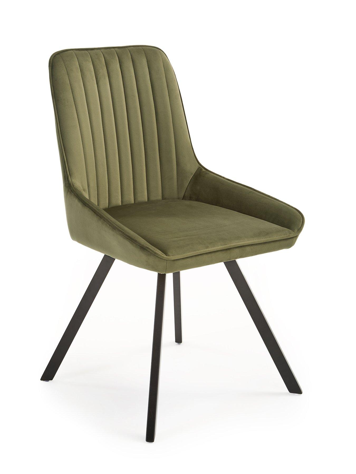 Image 4 of 6 of The Very Collection Chopstick Black 130&nbsp;cm Rectangular Dining Table + 4 Marlow Moss Green Chairs