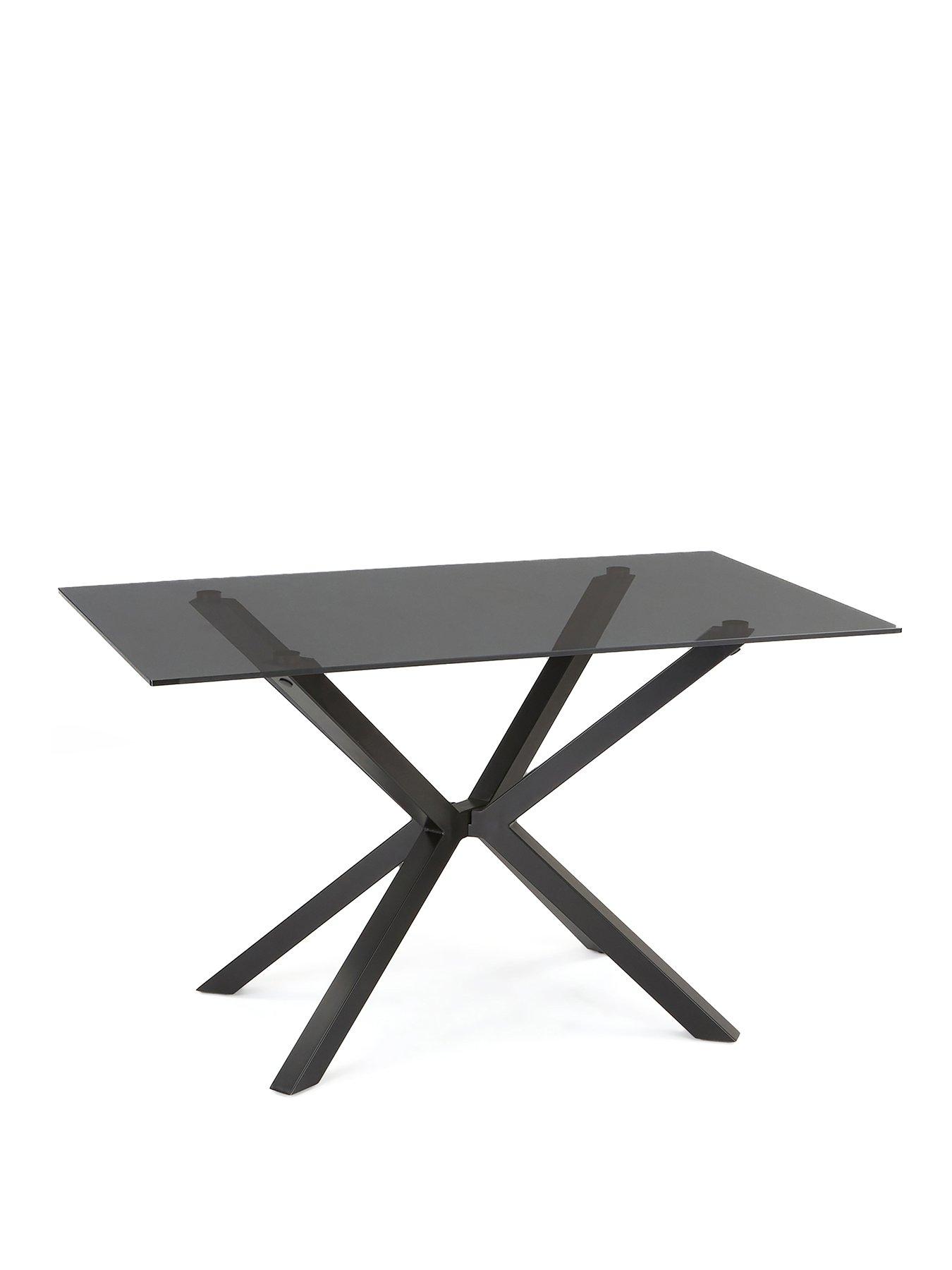 Image 3 of 6 of The Very Collection Chopstick Black 130&nbsp;cm Rectangular Dining Table +&nbsp;4 Marlow Dusty Blue Chairs