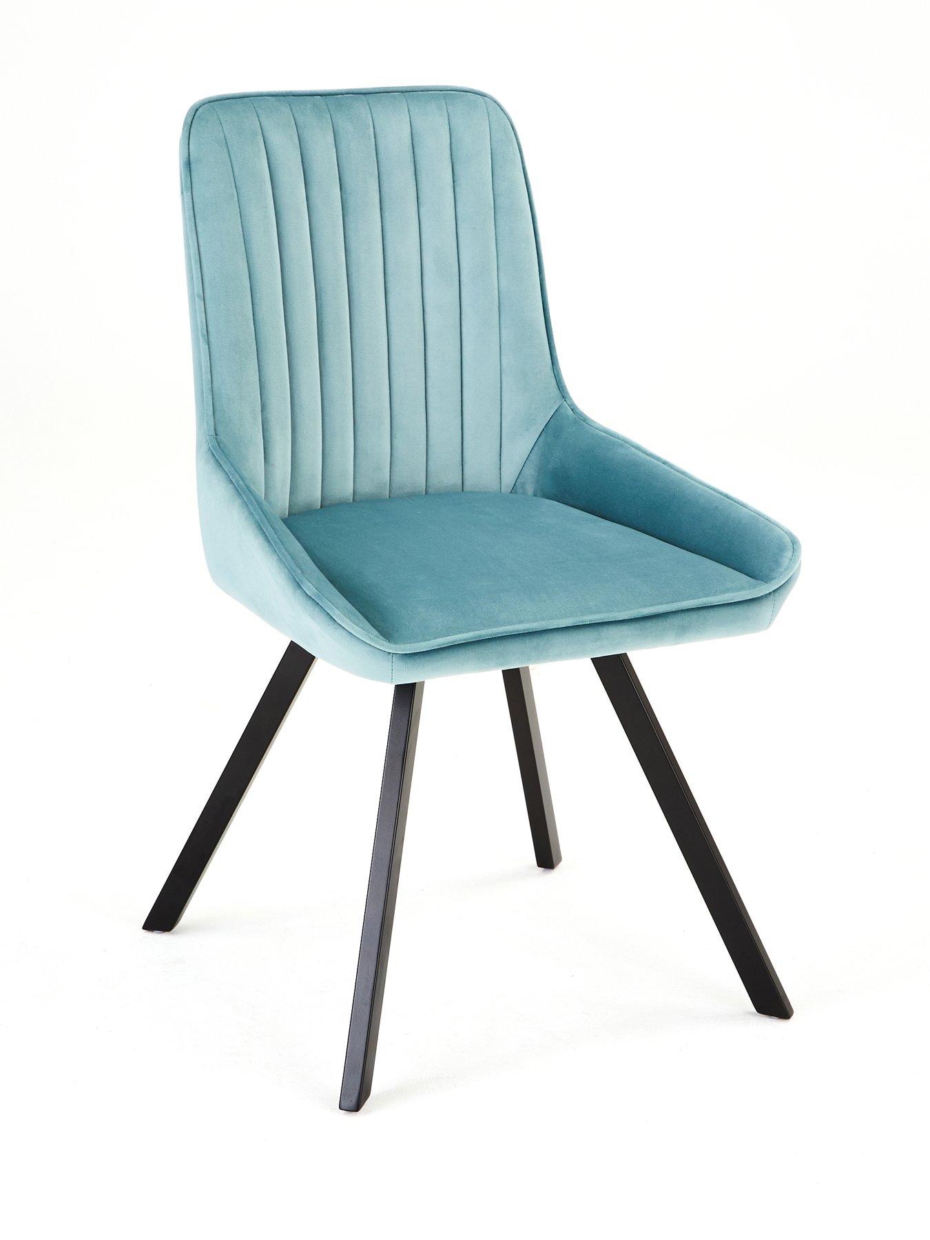 Image 4 of 6 of The Very Collection Chopstick Black 130&nbsp;cm Rectangular Dining Table +&nbsp;4 Marlow Dusty Blue Chairs