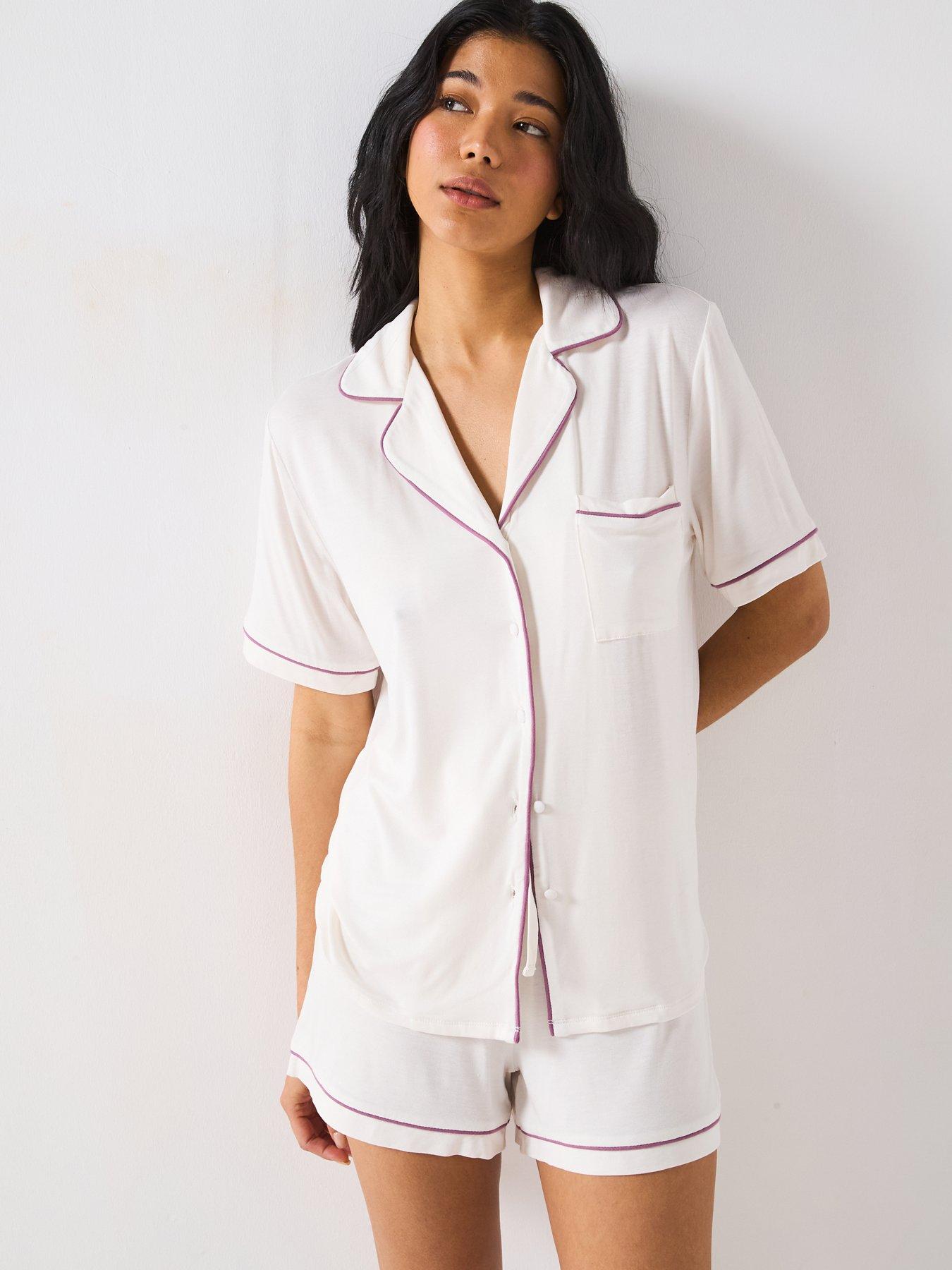 Image 4 of 6 of V by Very Short Sleeve Soft Touch Jersey Revere Pj Set