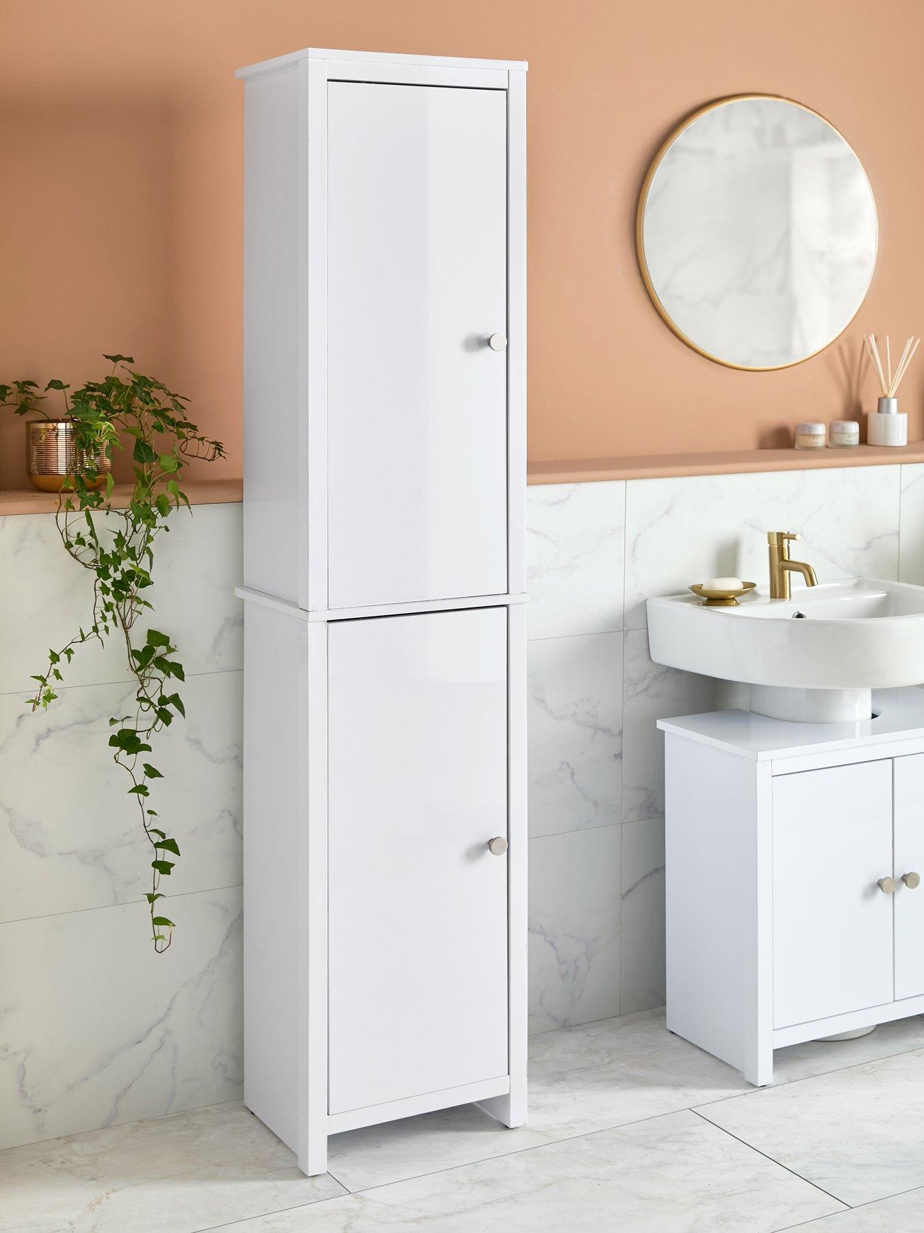 undefined Bramford Tall Bathroom Cabinet - White Gloss
