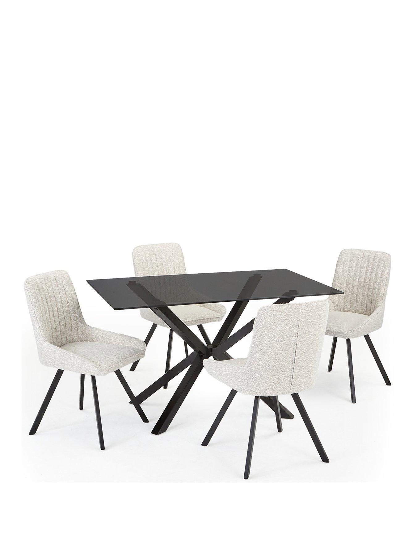 Image 2 of 6 of Very Home Chopstick Black 130 cm Rectangular Dining Table +&nbsp;4 Marlow Boucle Chairs