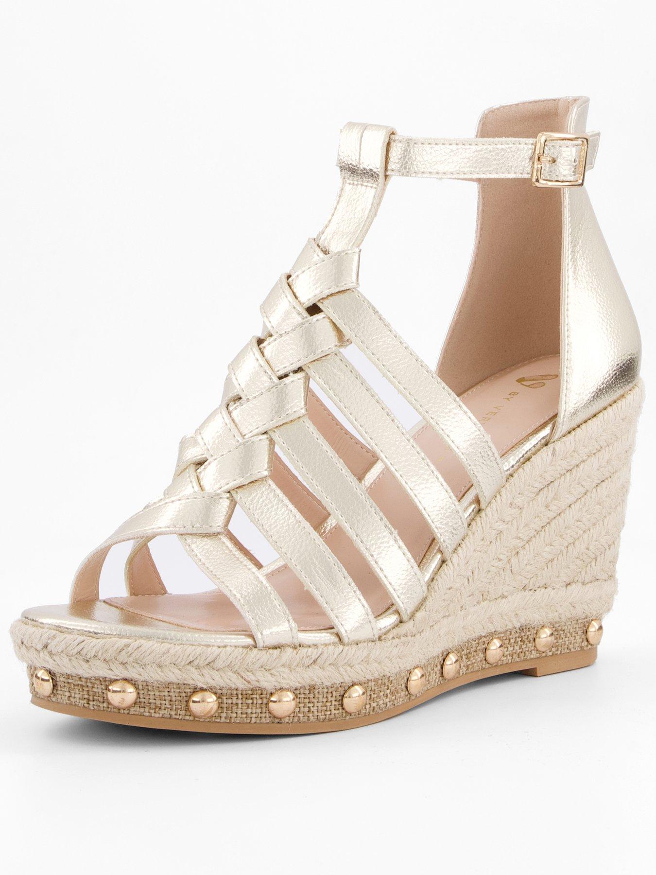 undefined Plaited Wedge With Studs - Gold