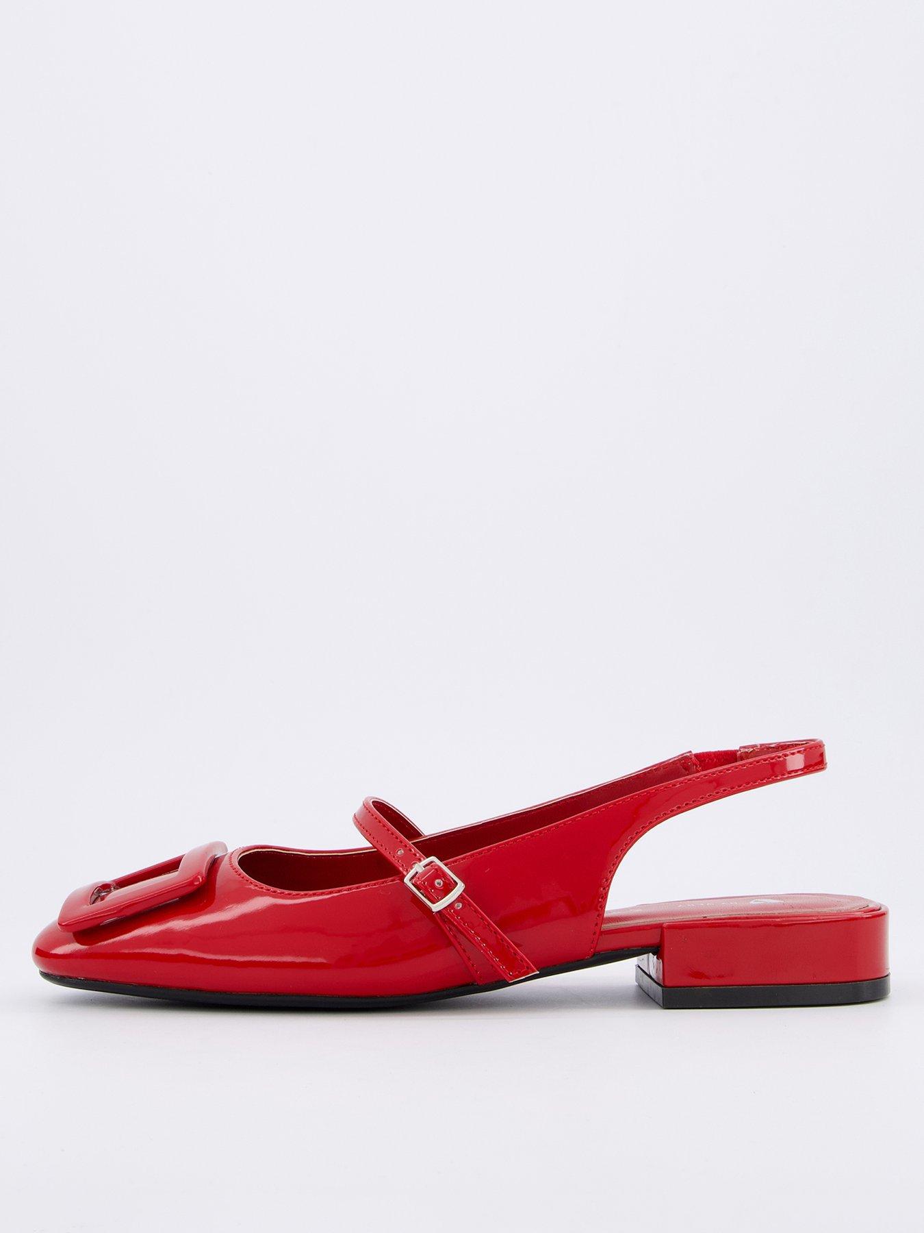undefined Sling Back Low Heel Shoe With Detail - Red