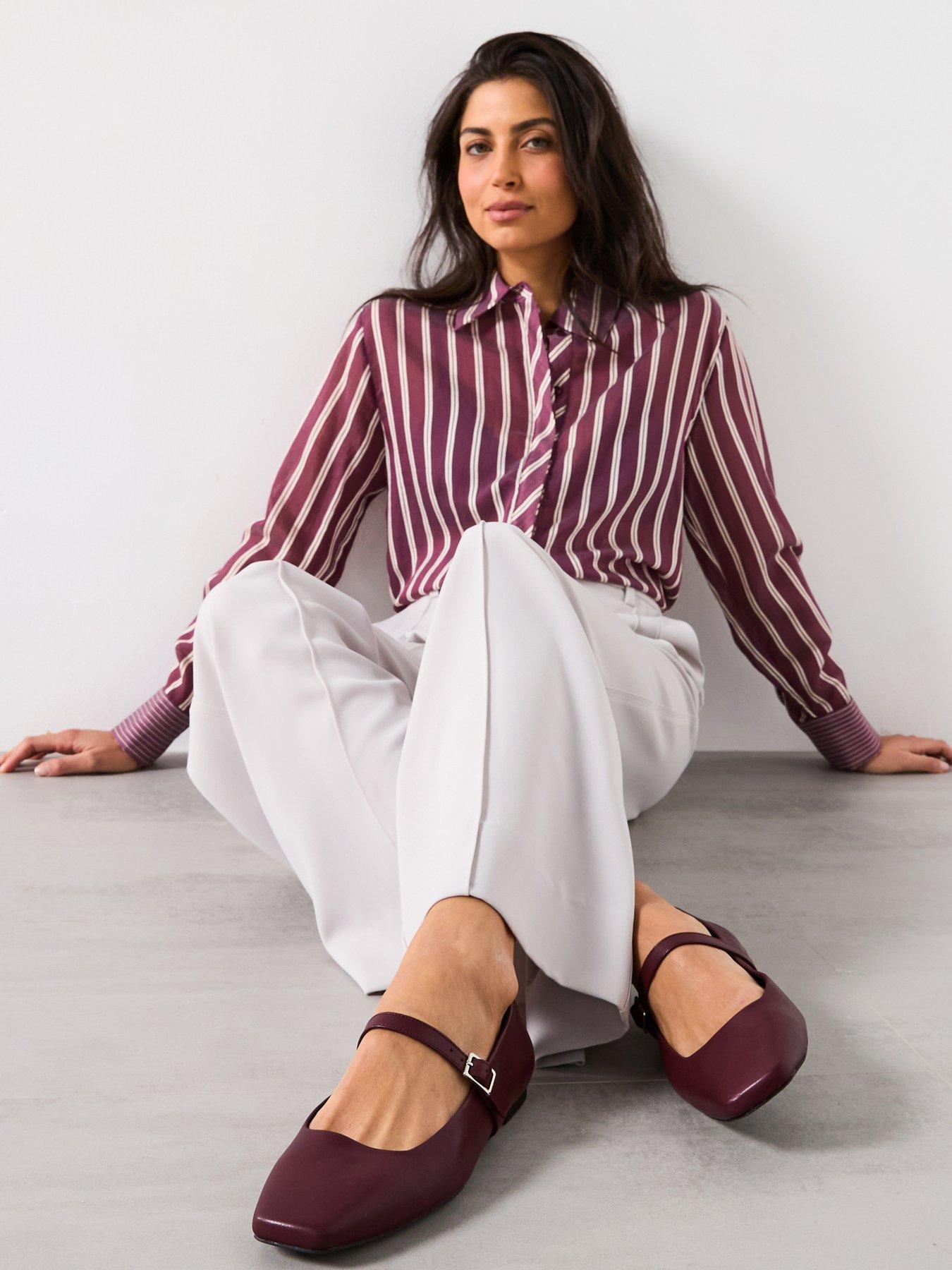 V by Very Square Toe Ballerina Burgundy Very