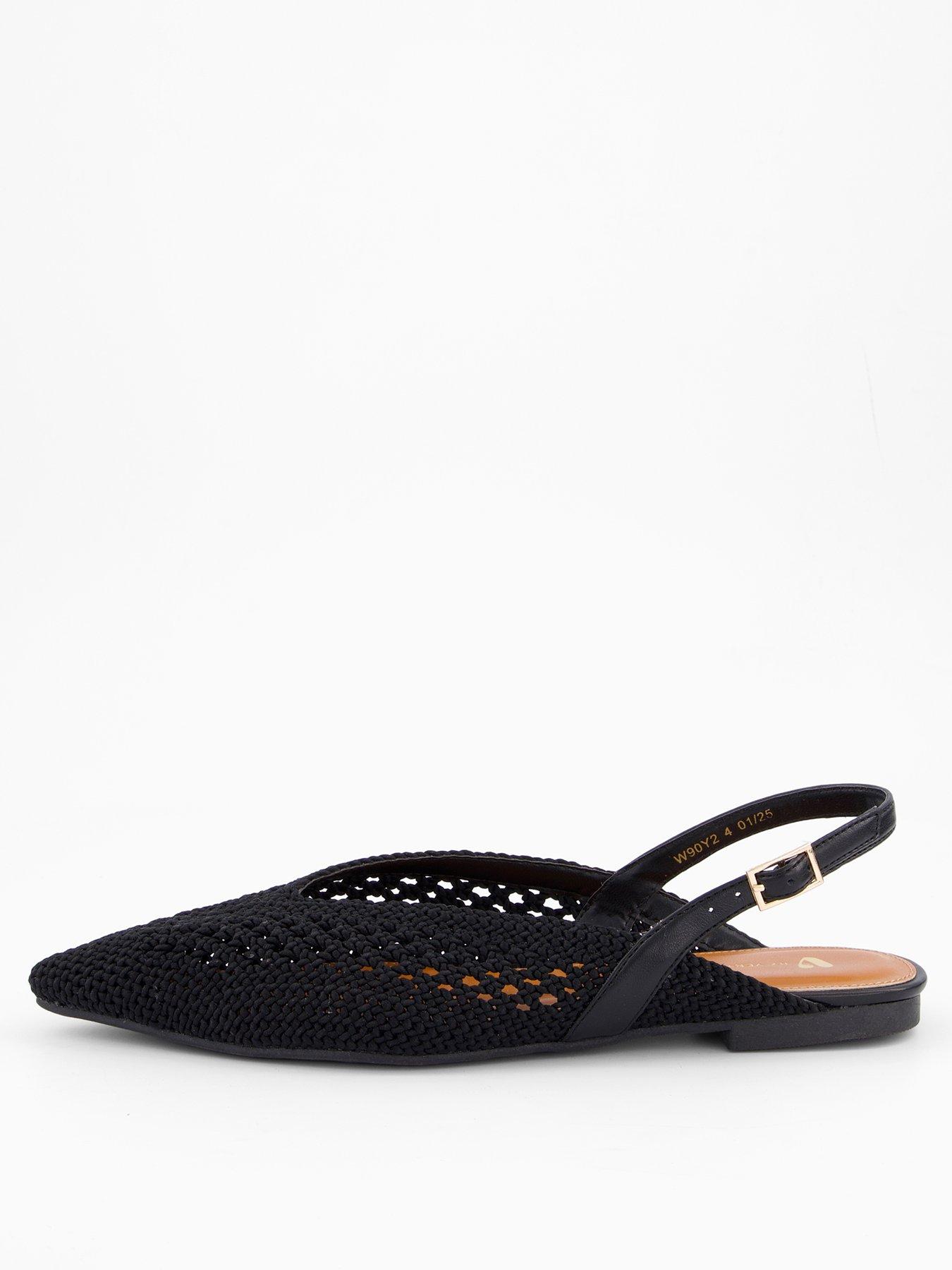 Image 2 of 6 of V by Very Crochet Pointed Sling Back Ballerina - Black