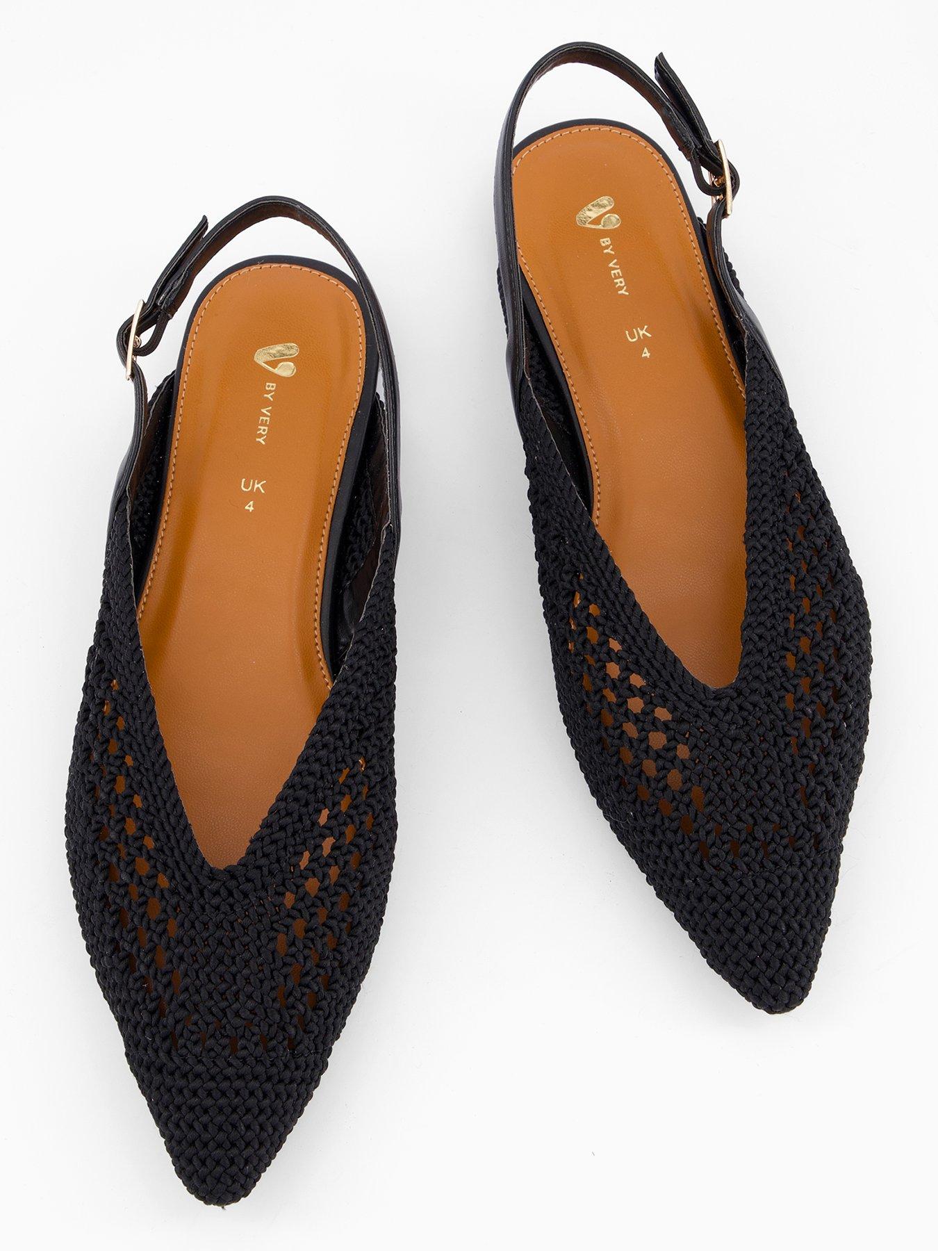 Image 3 of 6 of V by Very Crochet Pointed Sling Back Ballerina - Black