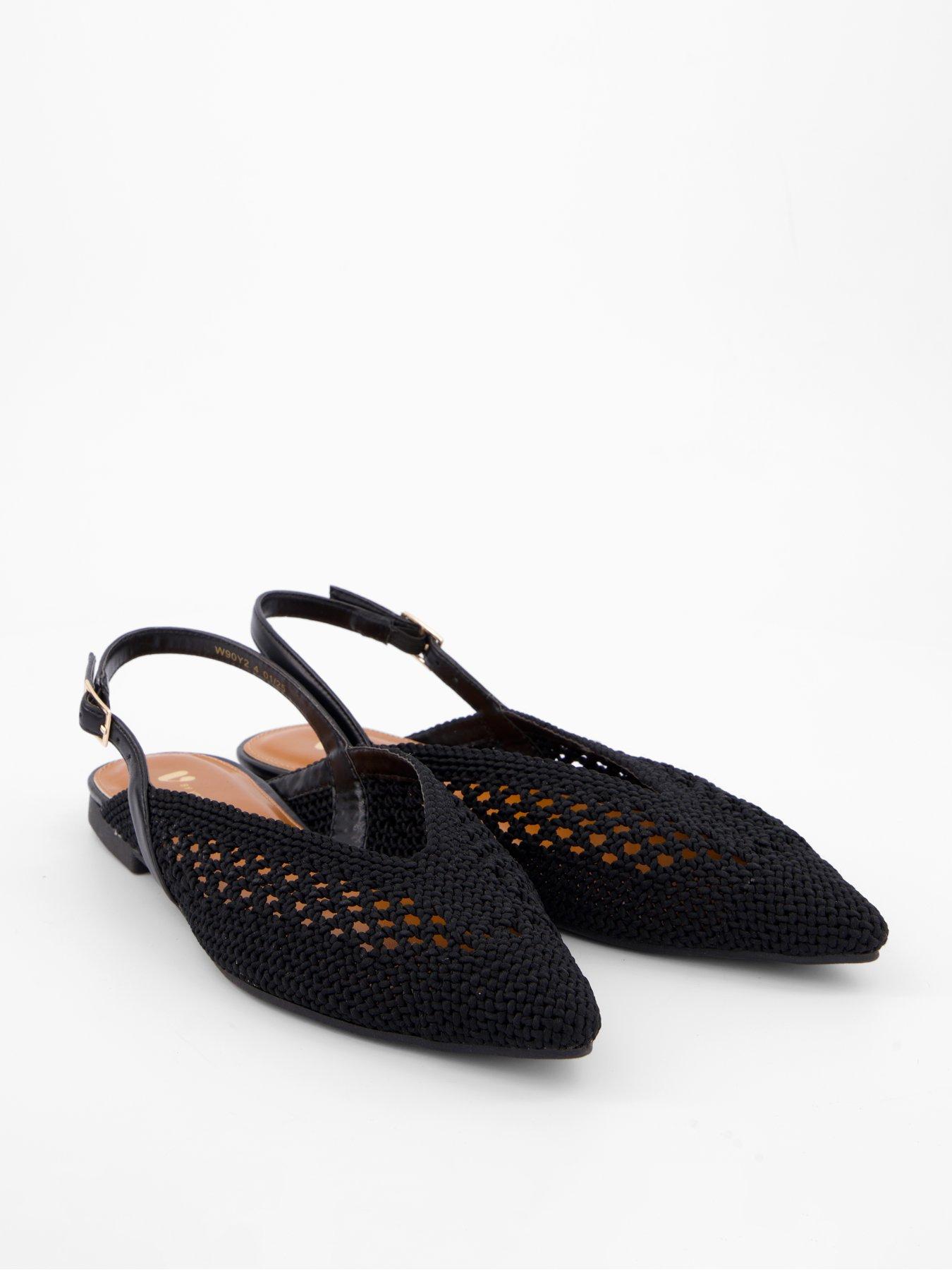 Image 5 of 6 of V by Very Crochet Pointed Sling Back Ballerina - Black