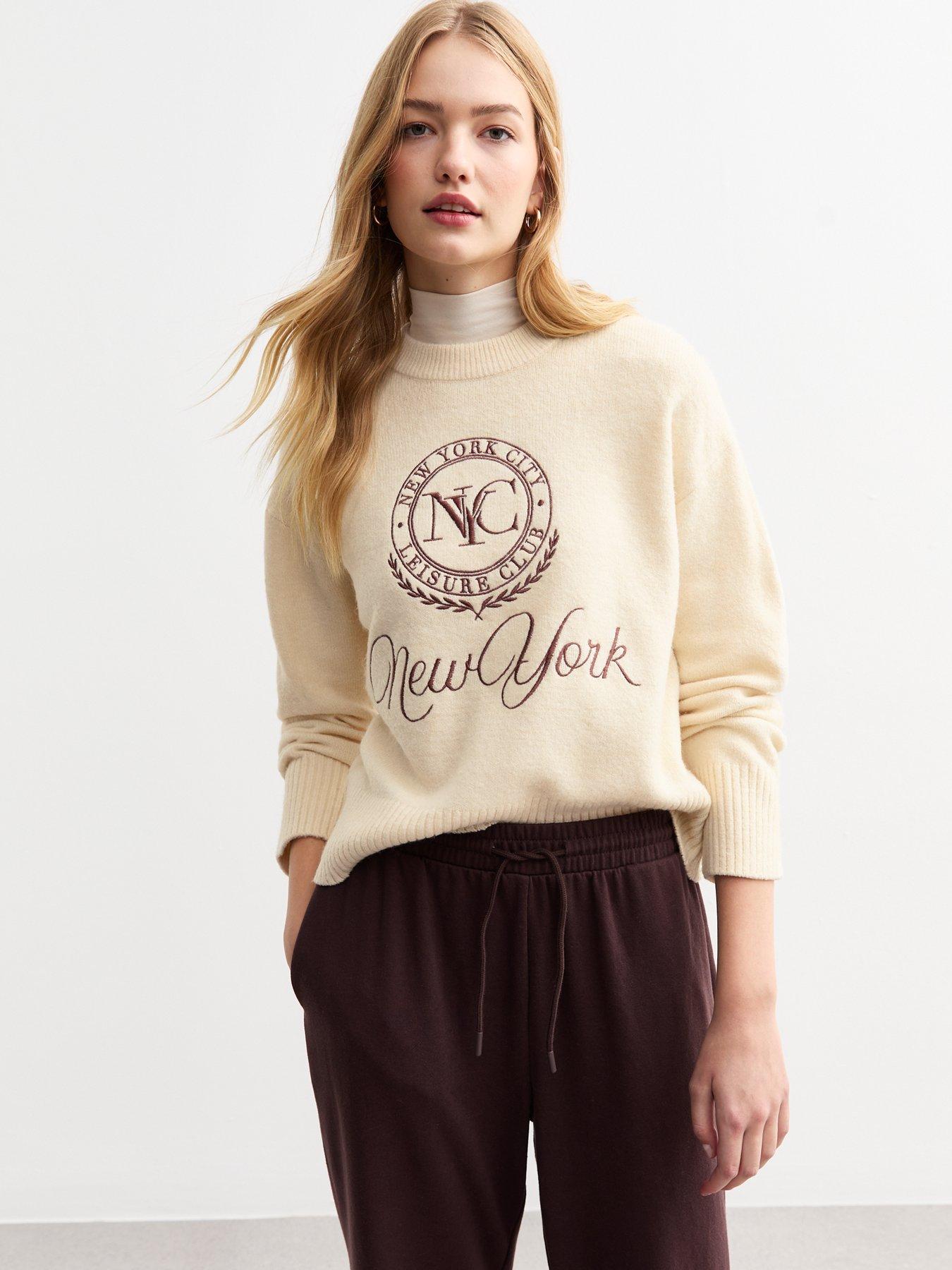 undefined NYC Embroidered Jumper - Cream