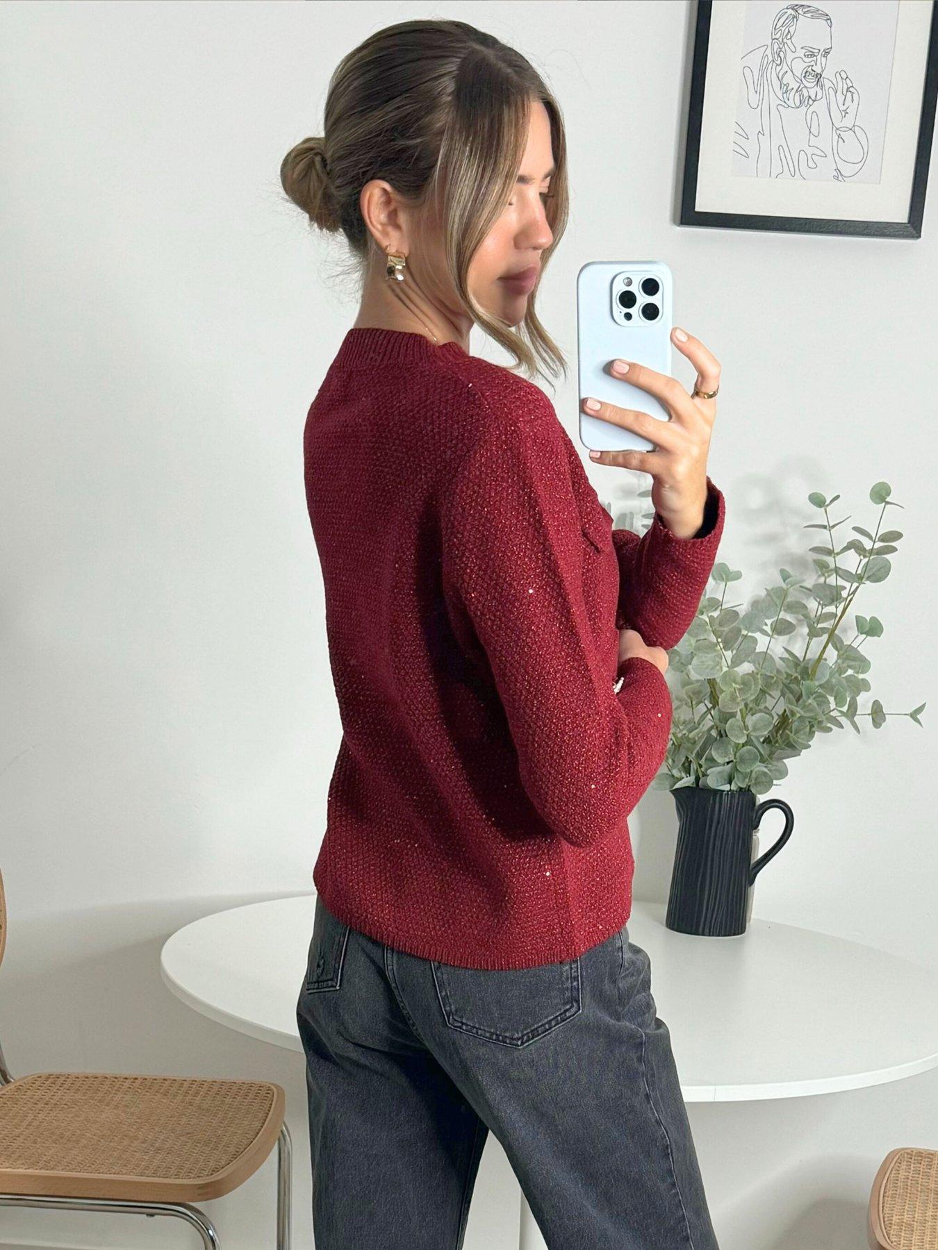 Image 2 of 4 of Style Cheat Diamante Cardigan - Red