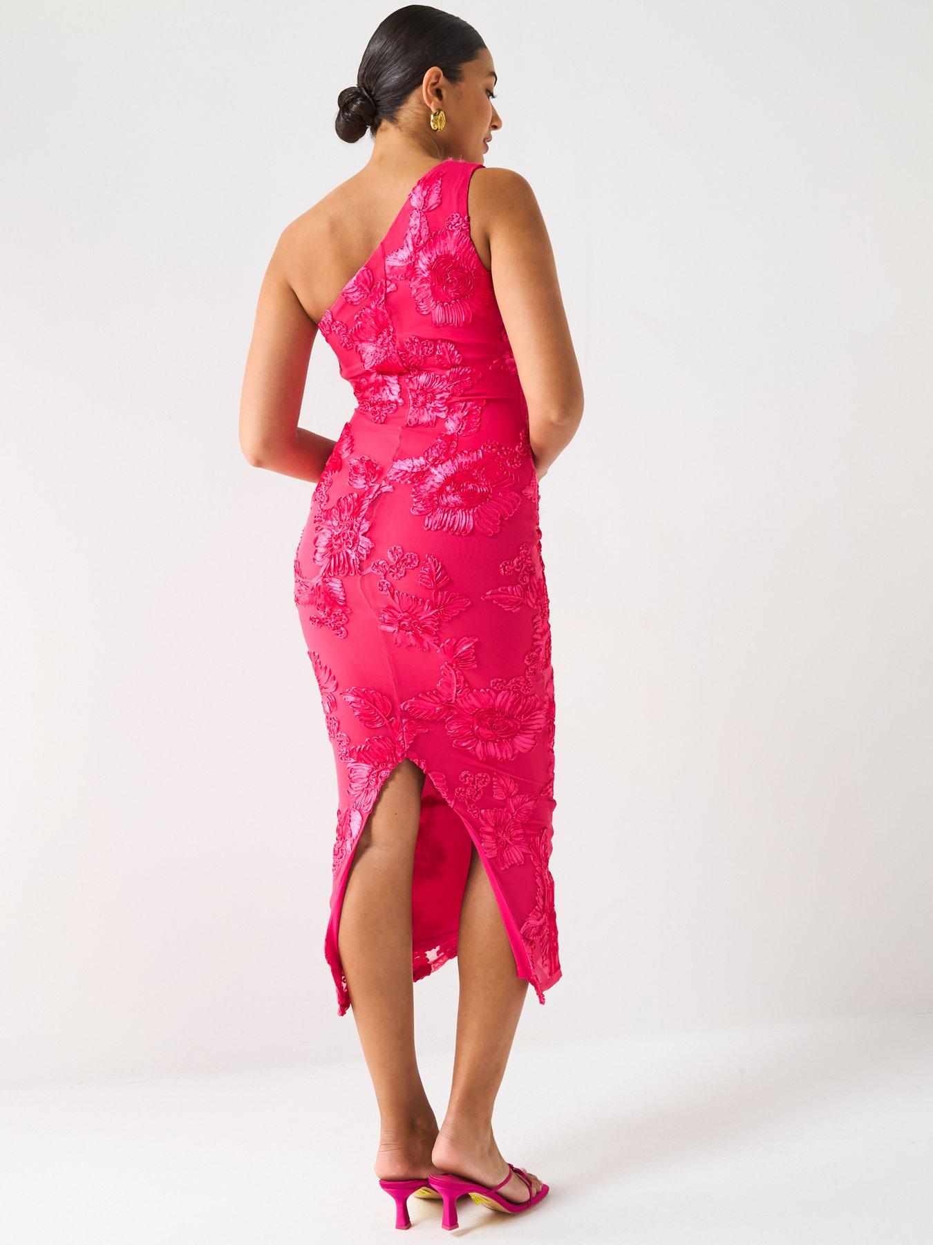 Image 2 of 5 of V by Very Applique Mesh Midaxi Dress - Pink