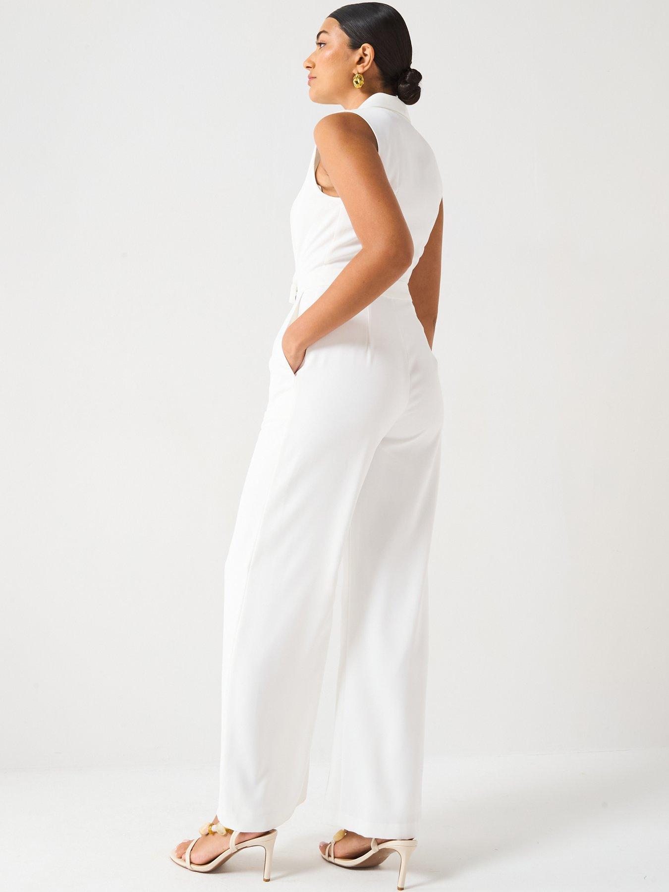 Image 2 of 6 of V by Very Sleeveless Occasion Jumpsuit - White