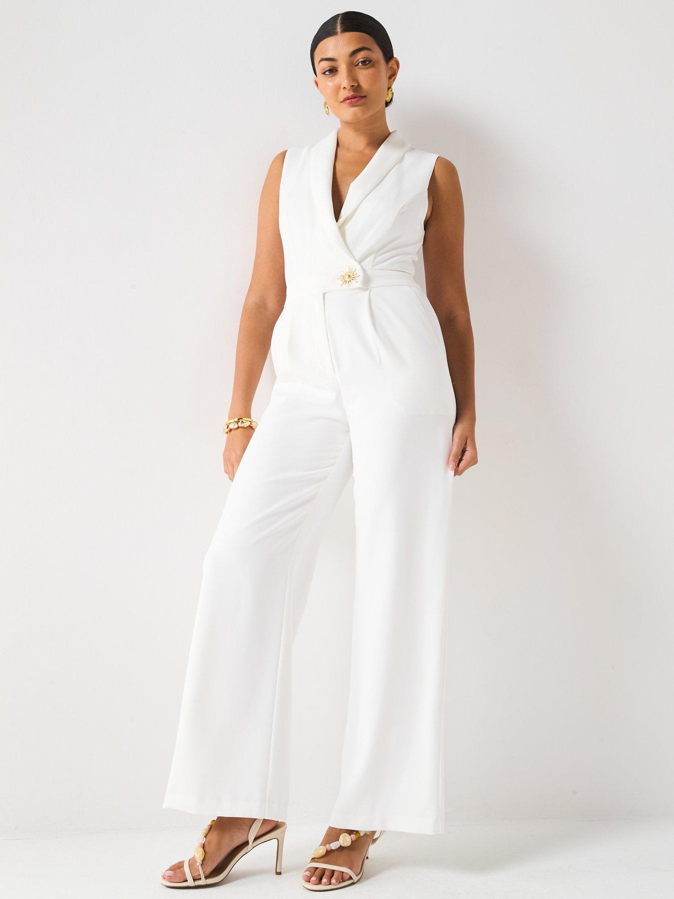 Image 3 of 6 of V by Very Sleeveless Occasion Jumpsuit - White