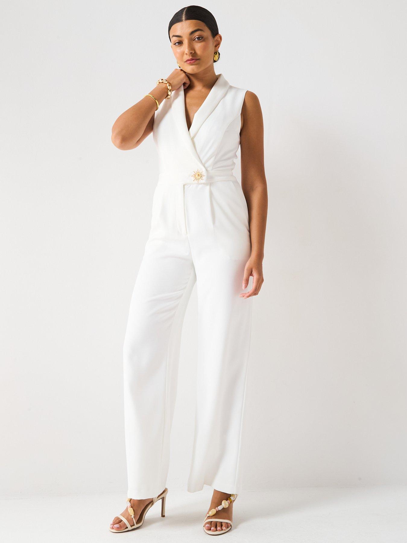 Image 5 of 6 of V by Very Sleeveless Occasion Jumpsuit - White