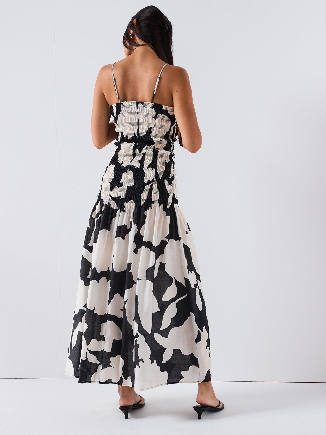 V by Very Dropped Waist Floral Midi Dress - Print | Very