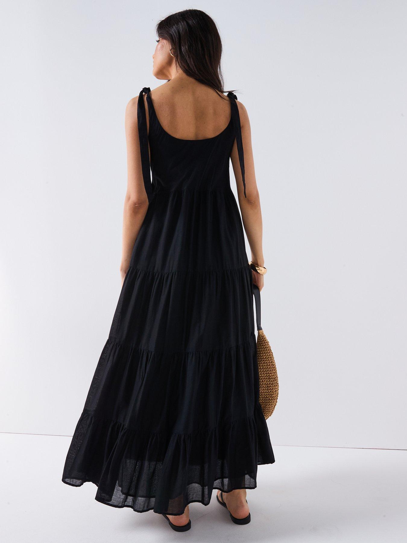 Image 2 of 5 of V by Very Tiered Midi Dress - Black