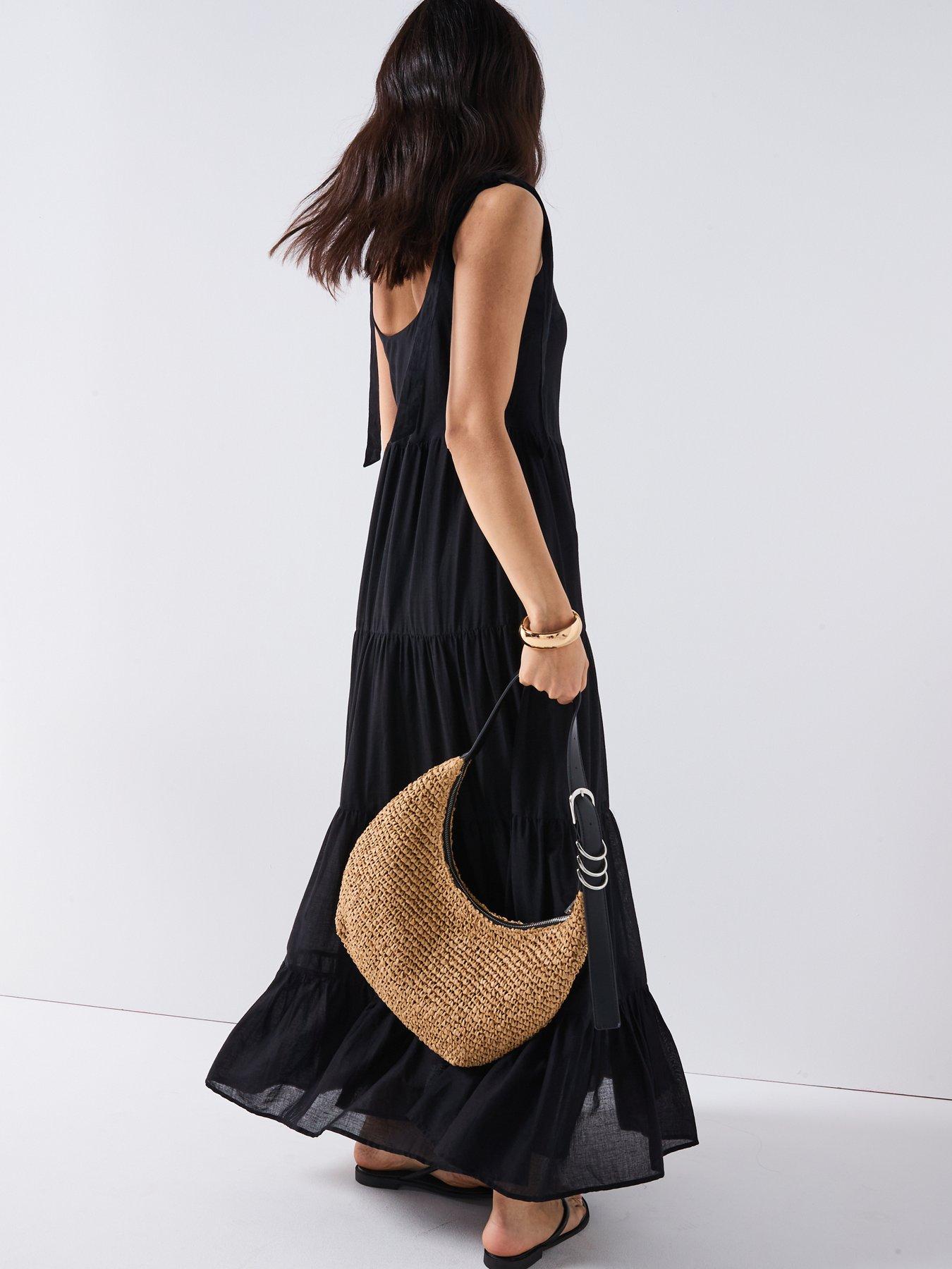 Image 3 of 5 of V by Very Tiered Midi Dress - Black