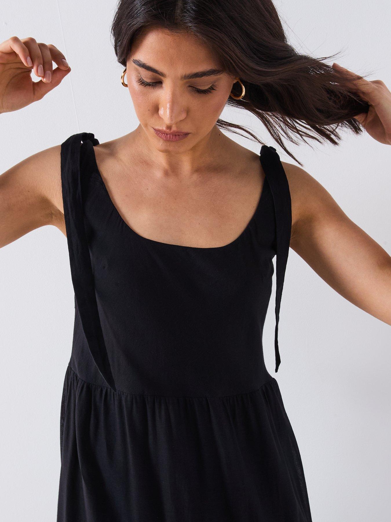 Image 4 of 5 of V by Very Tiered Midi Dress - Black