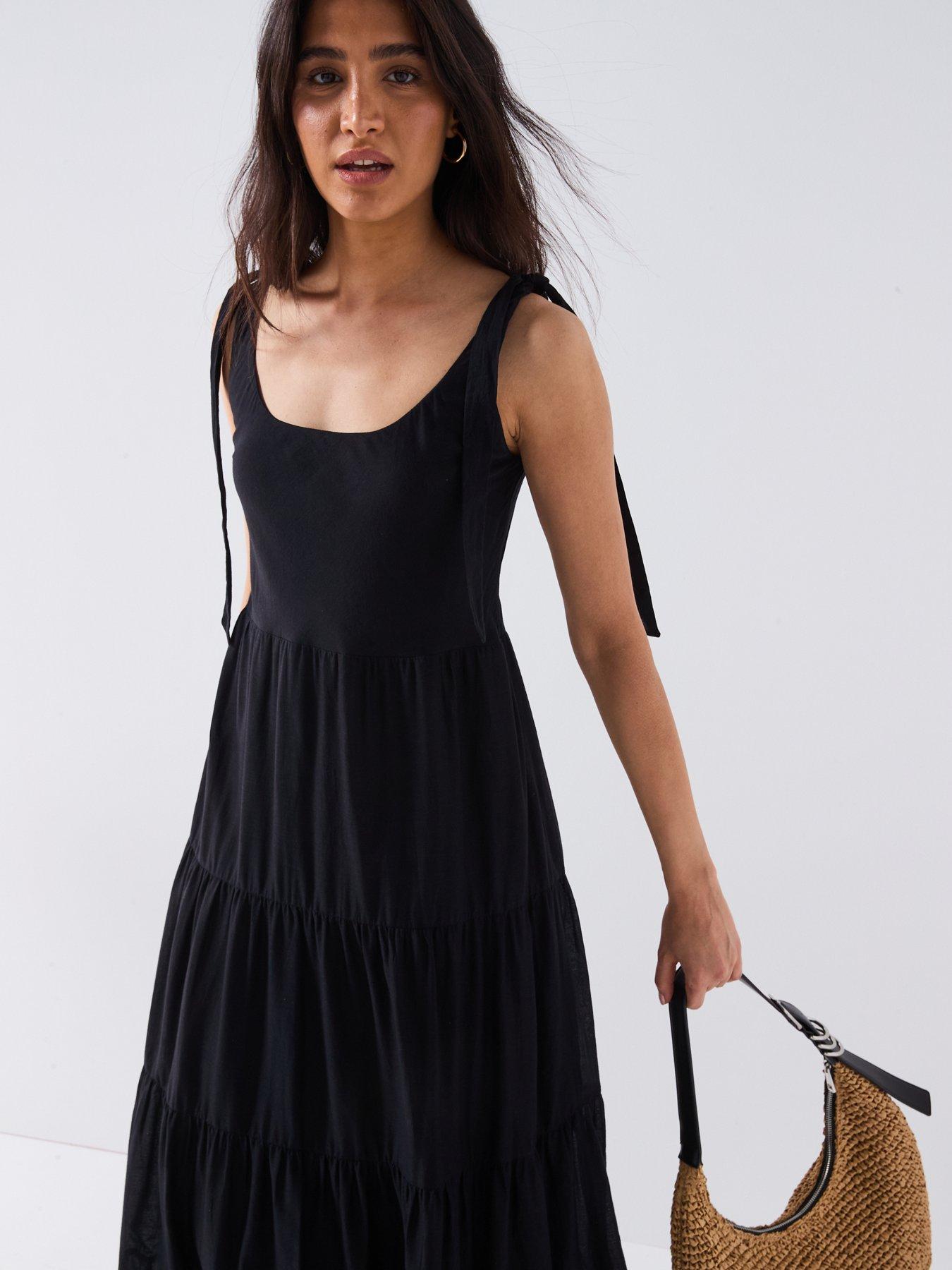 Image 5 of 5 of V by Very Tiered Midi Dress - Black