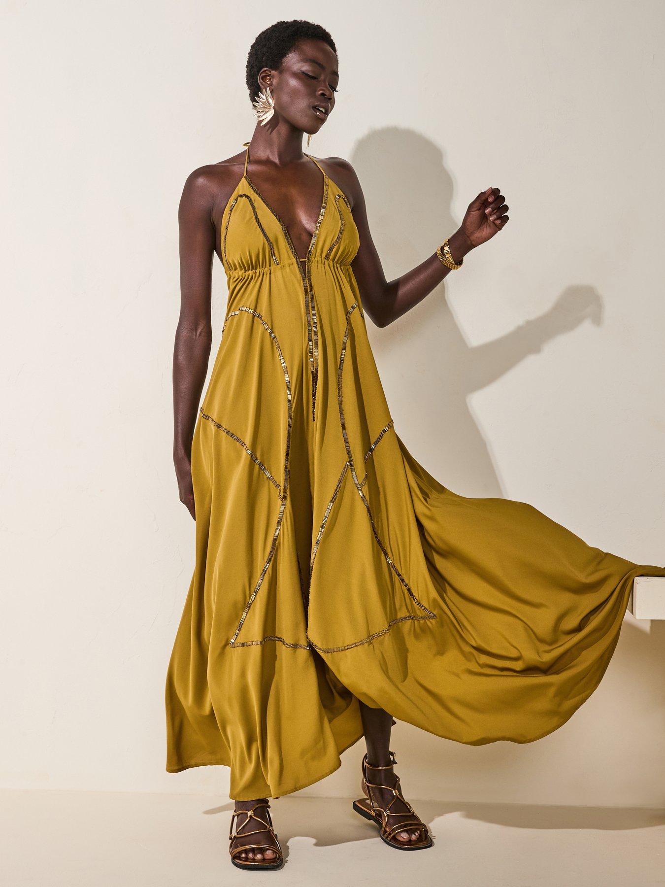 undefined Embellished Maxi Dress - Olive
