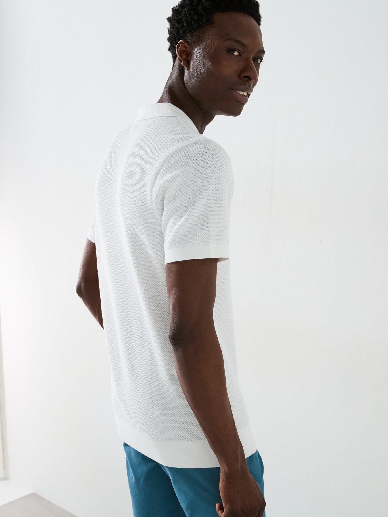 Image 2 of 6 of Very Man Textured Knitted Polo - White