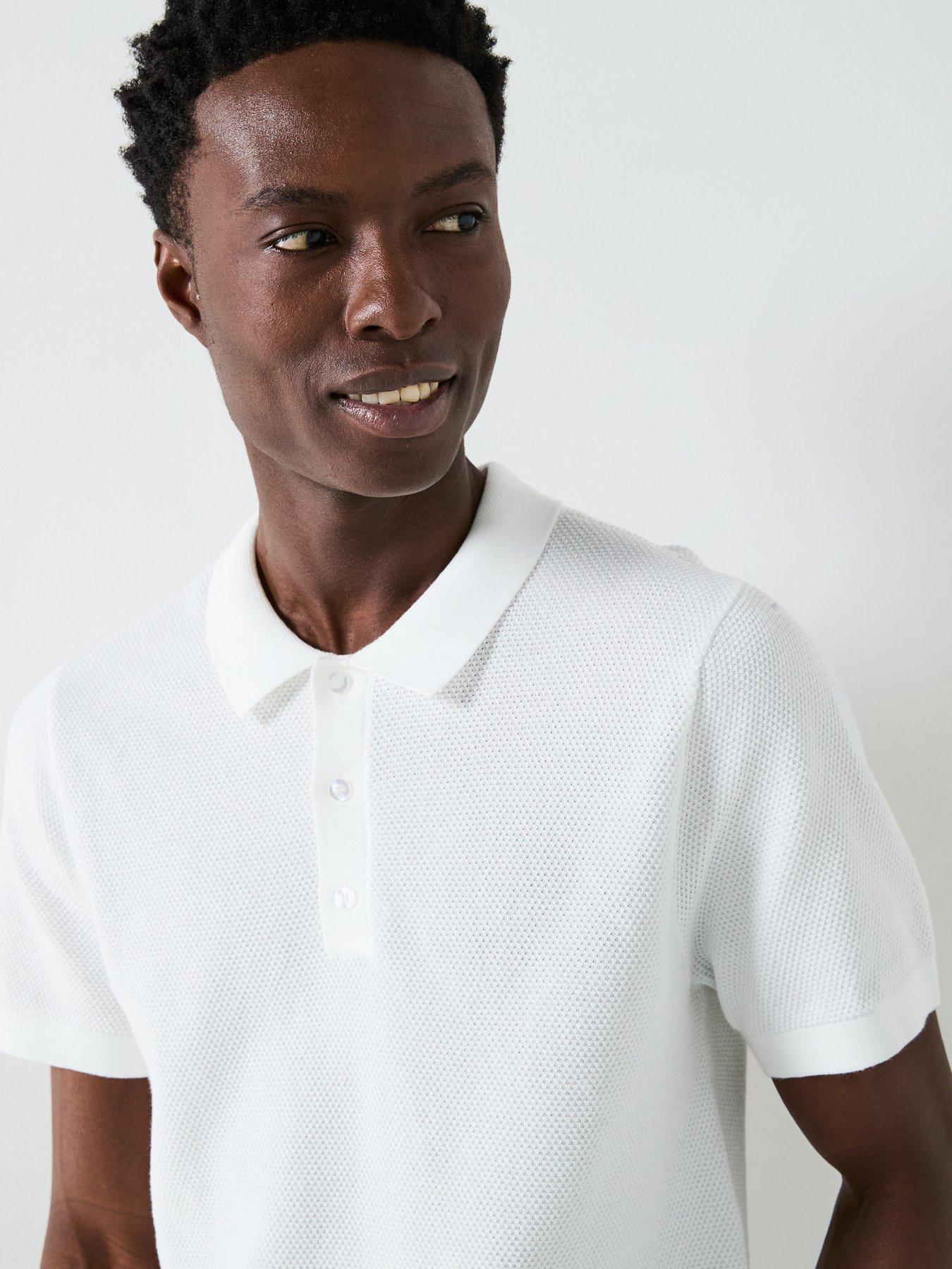 Image 4 of 6 of Very Man Textured Knitted Polo - White