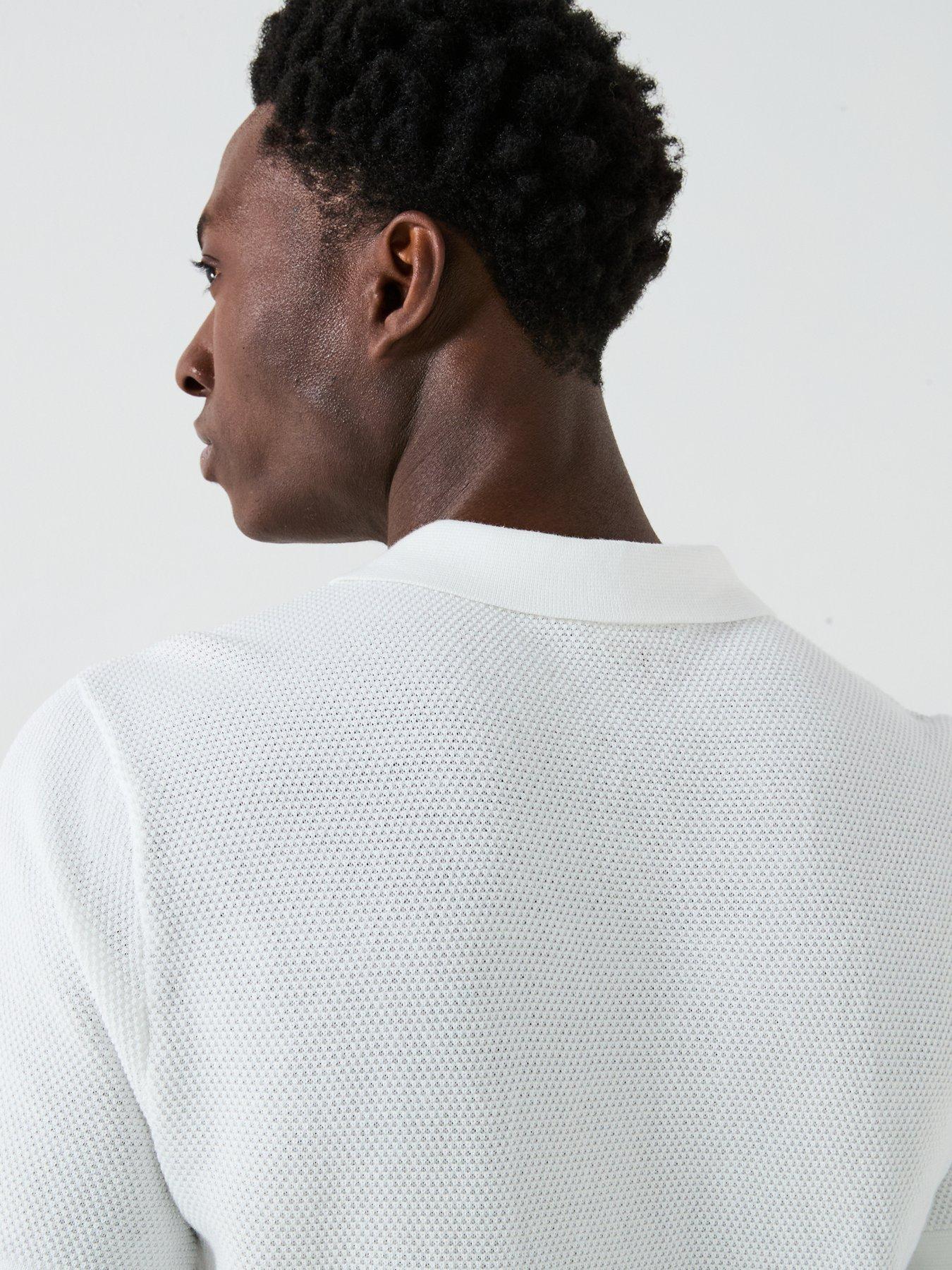 Image 5 of 6 of Very Man Textured Knitted Polo - White