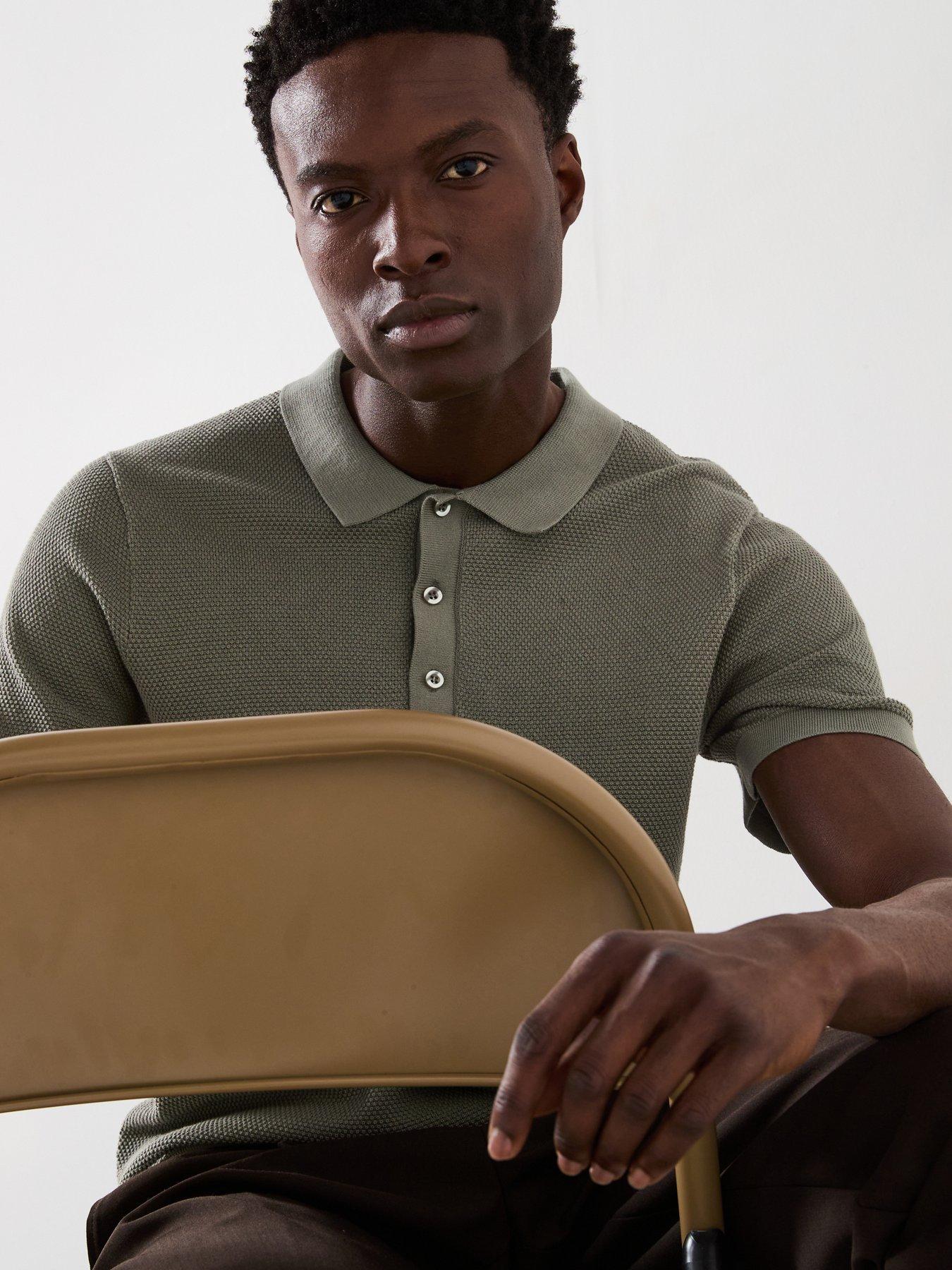 Image 1 of 6 of Very Man Textured Knitted Polo - Green