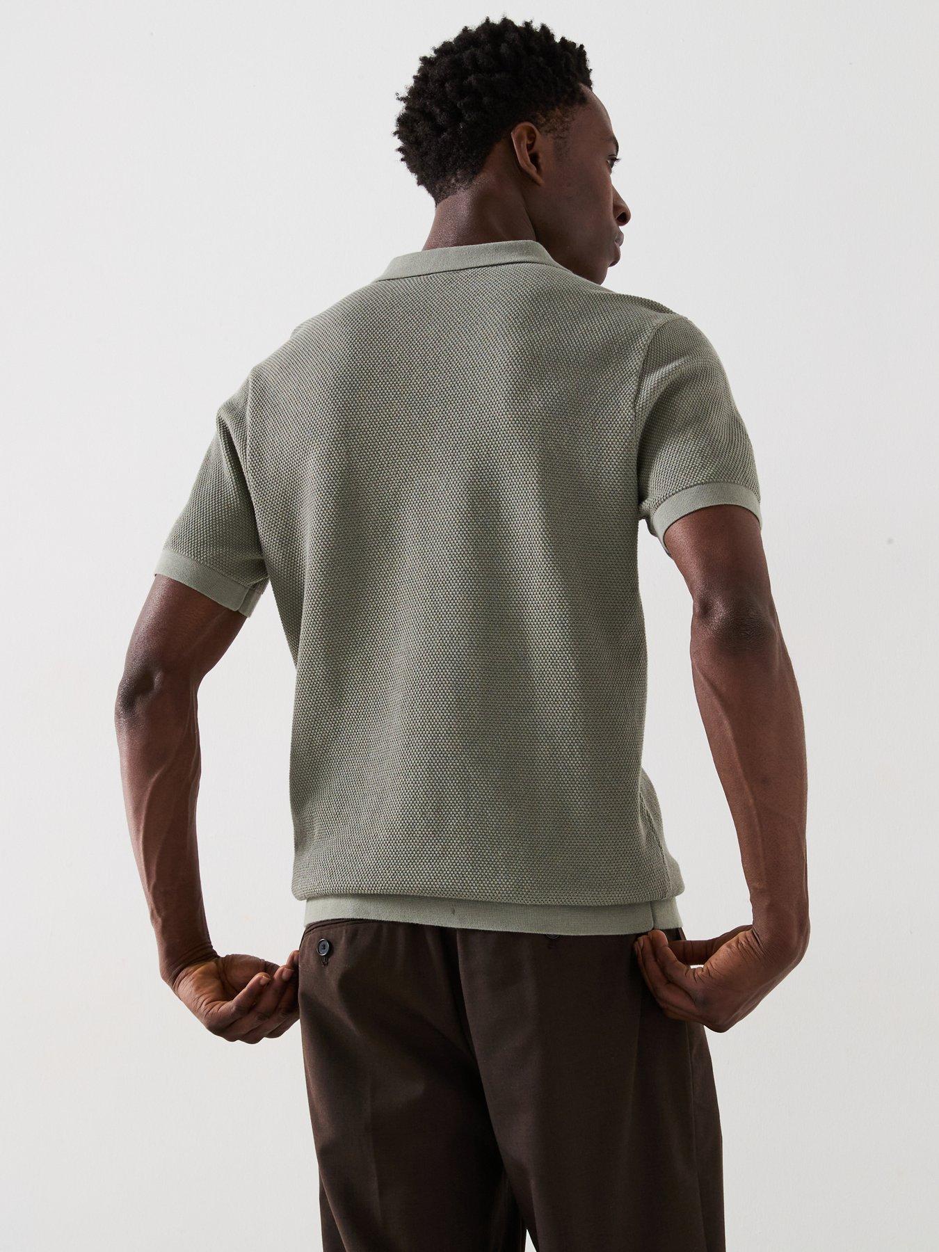 Image 2 of 6 of Very Man Textured Knitted Polo - Green