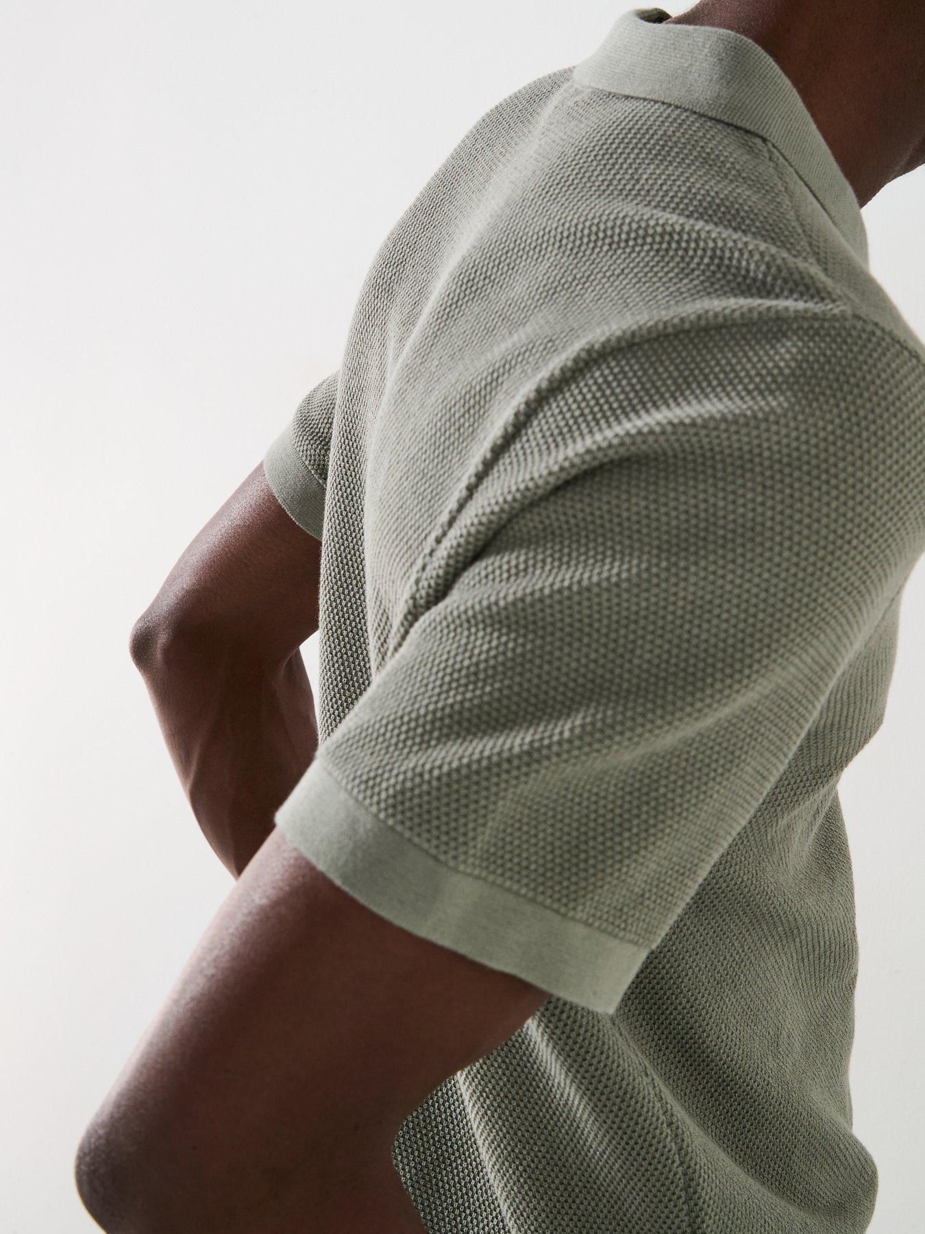Image 5 of 6 of Very Man Textured Knitted Polo - Green
