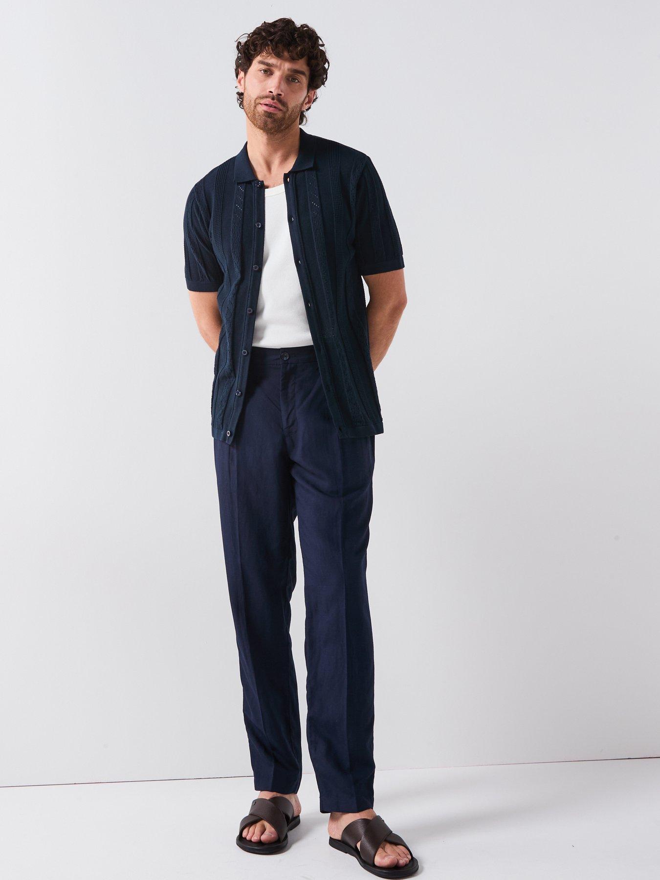 Image 3 of 5 of Very Man Knitted Button Through Polo Shirt - Navy