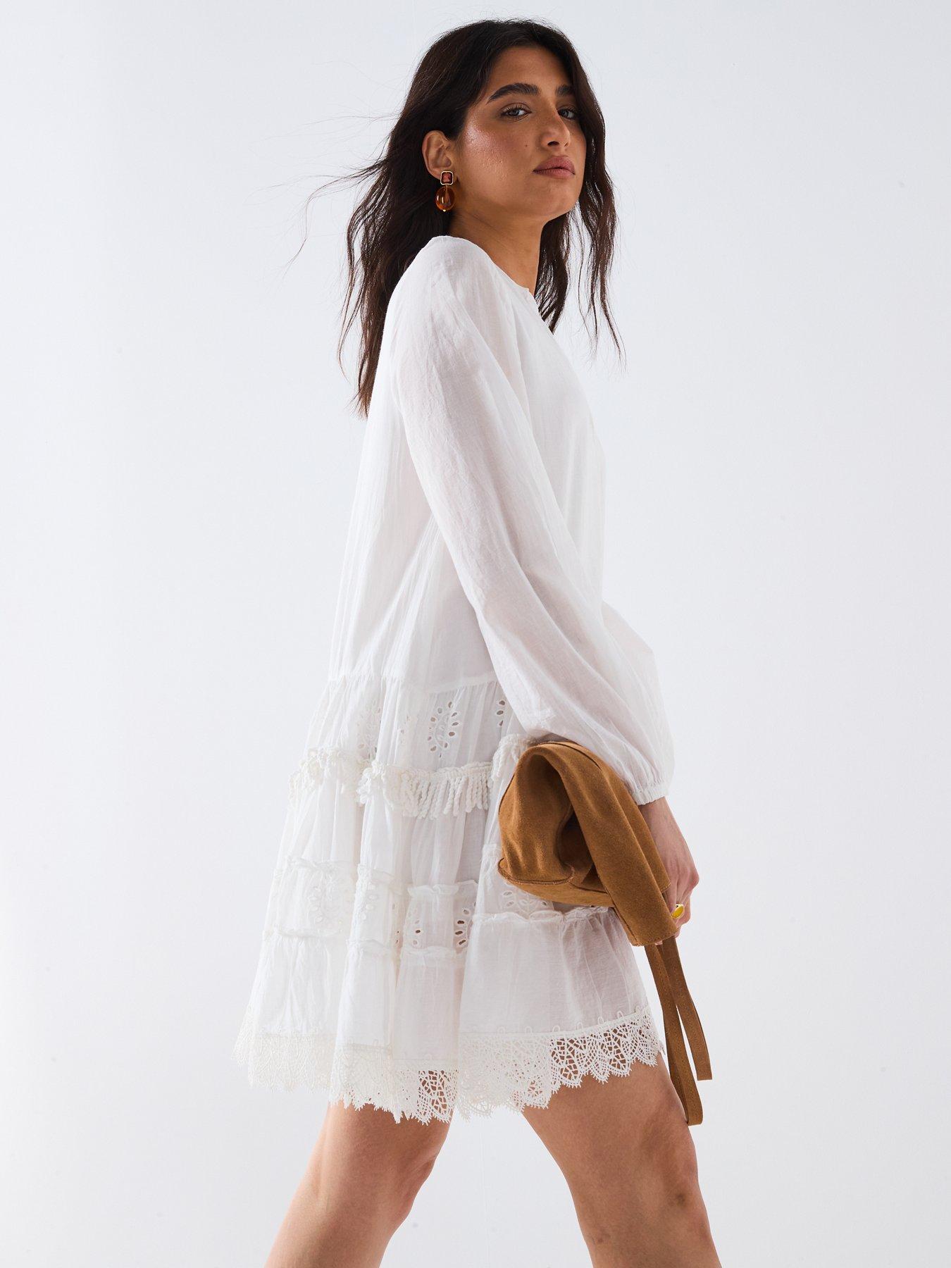 Sync Love Broderie Mini Dress - White