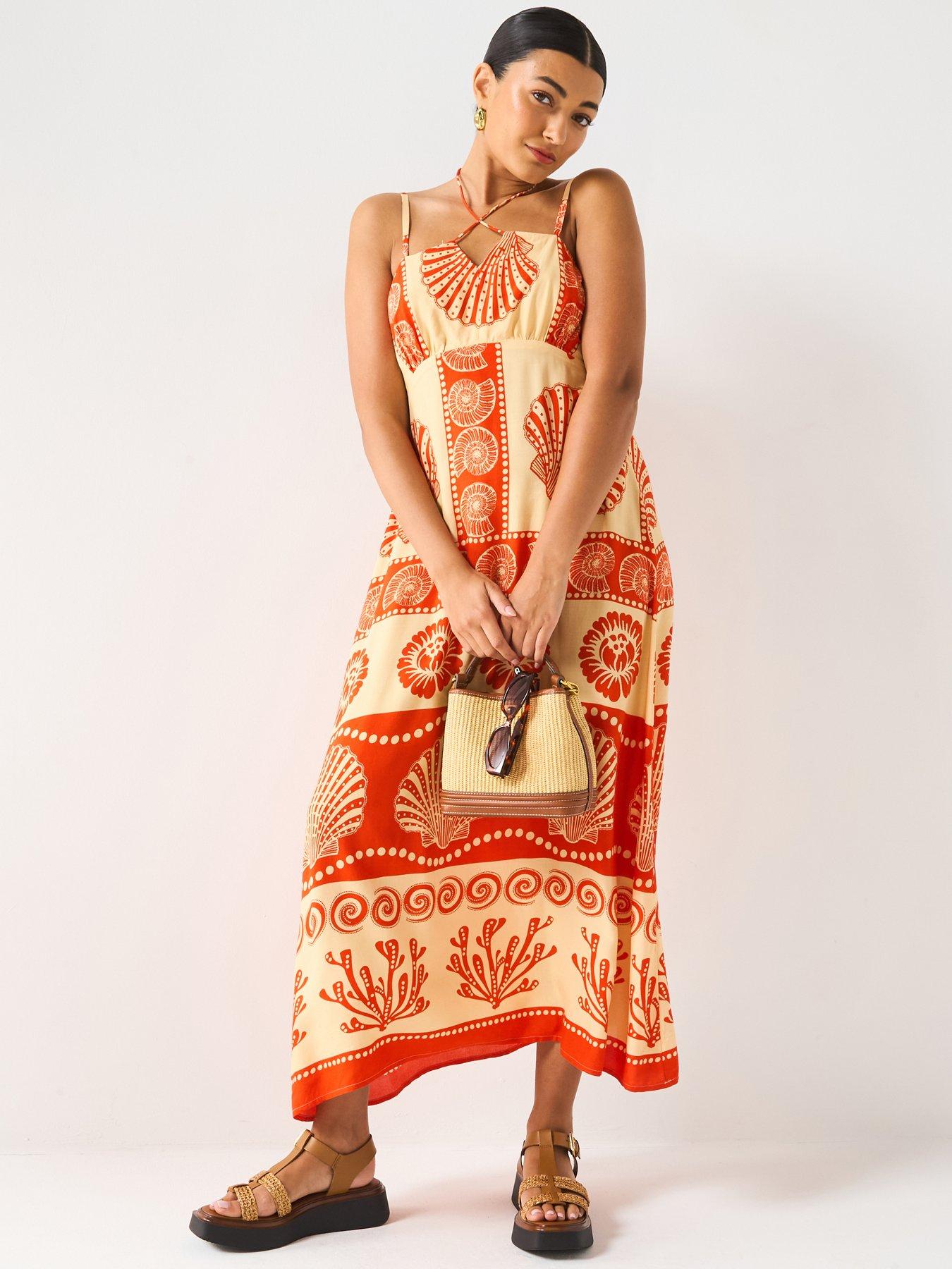 (4p. pack) V-Neck Printed Midi Dress - T-80 main image 1
