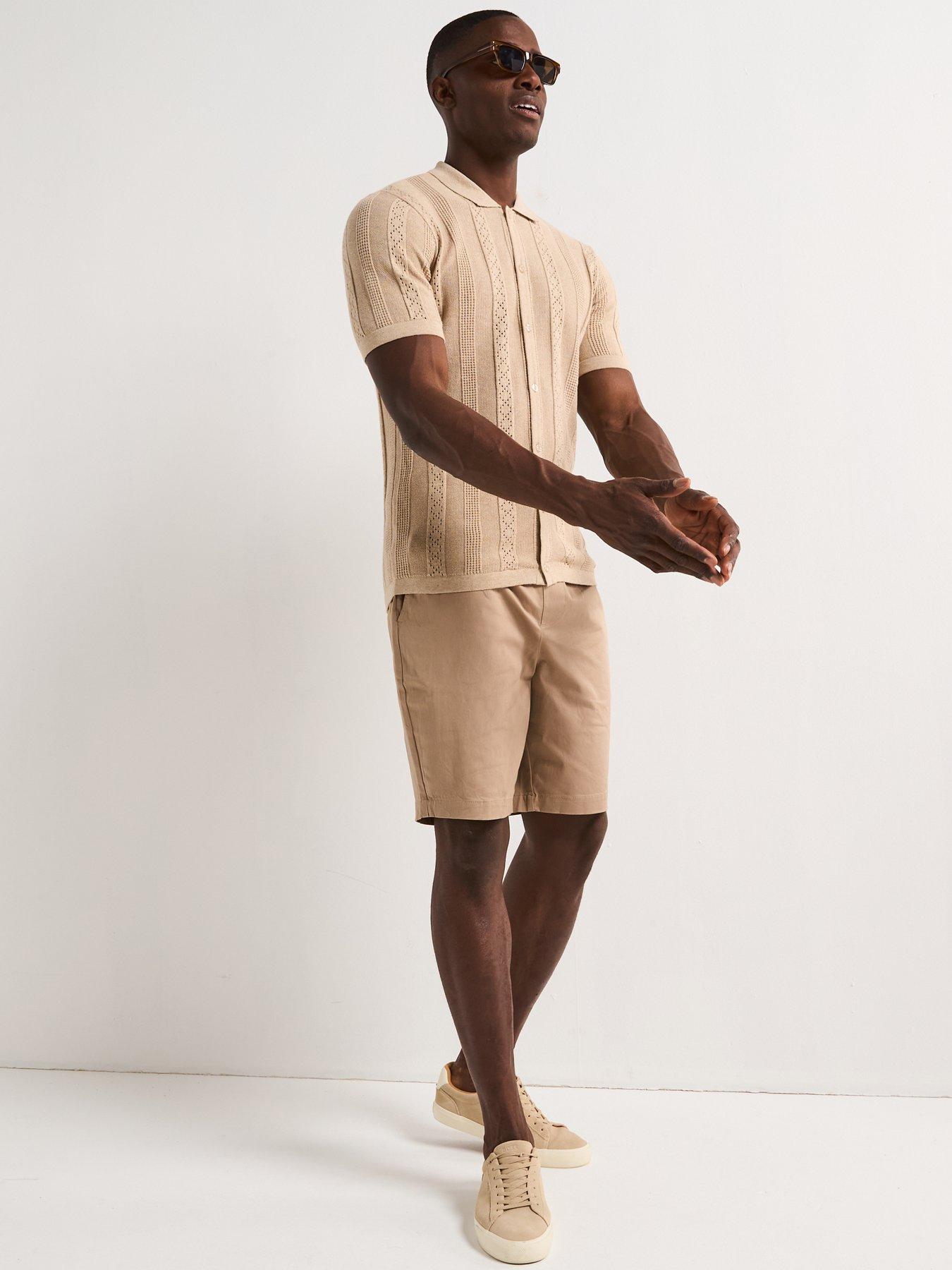 Image 3 of 6 of Very Man Knitted Button Through Polo Shirt - Stone